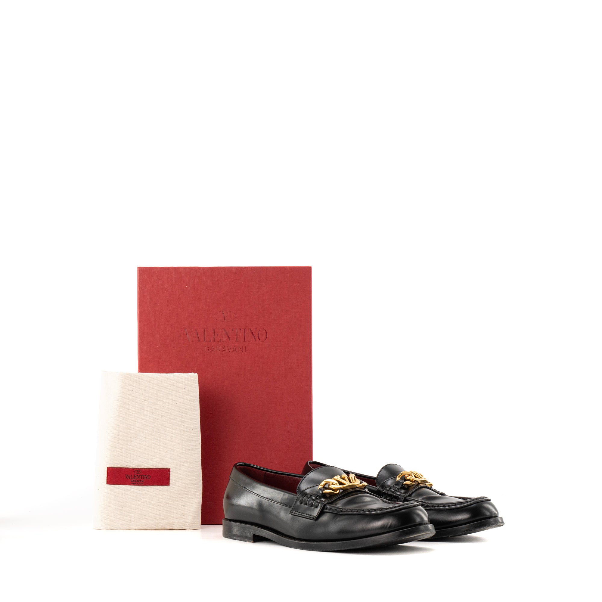 VALENTINO - Mocassin Vlogo Valentino en cuir noir (T37,5)