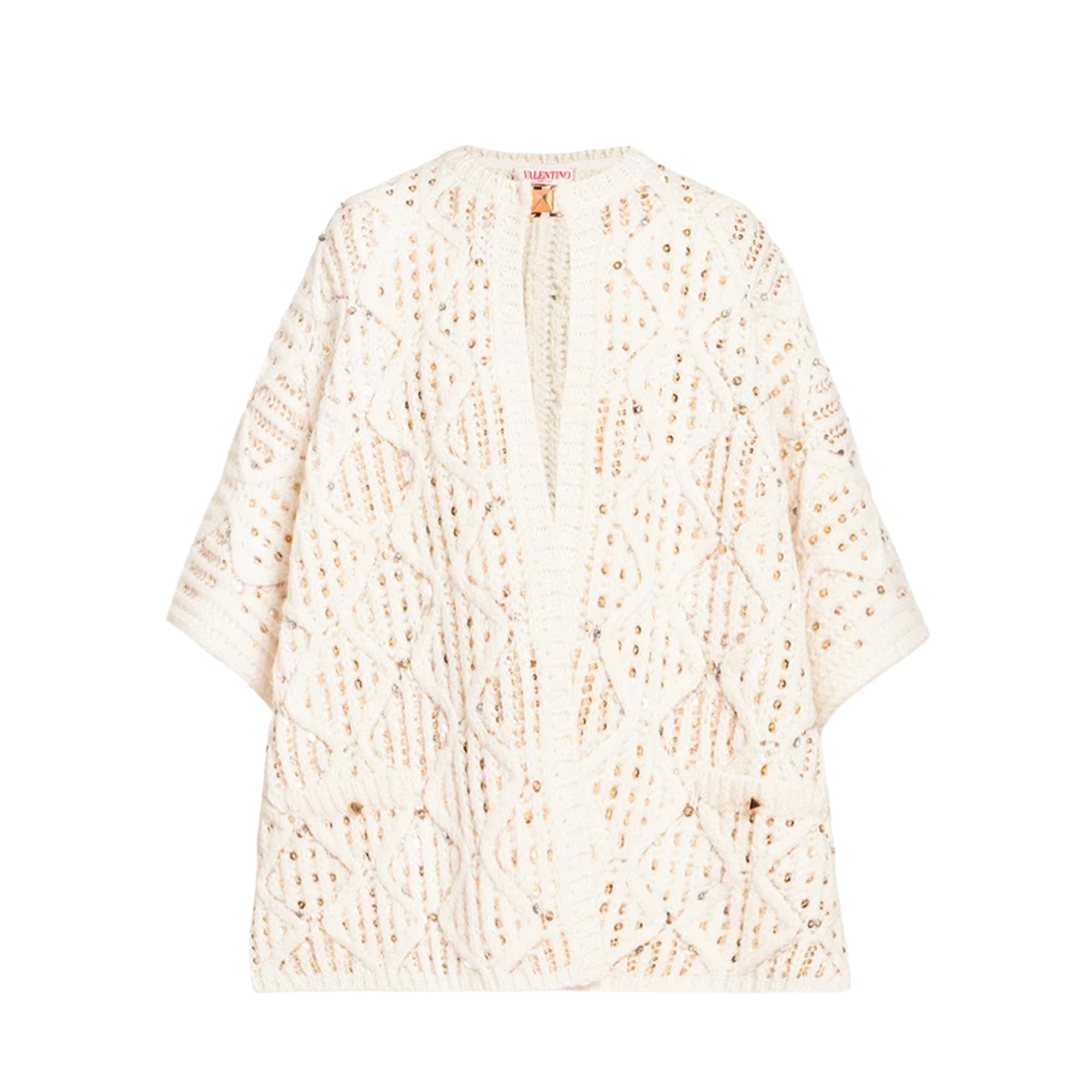 VALENTINO - Poncho Valentino en laine blanche (XL)