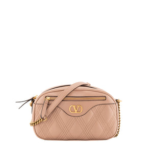 VALENTINO - Sac à bandoulière Quiltie 76 Valentino en cuir lisse rose