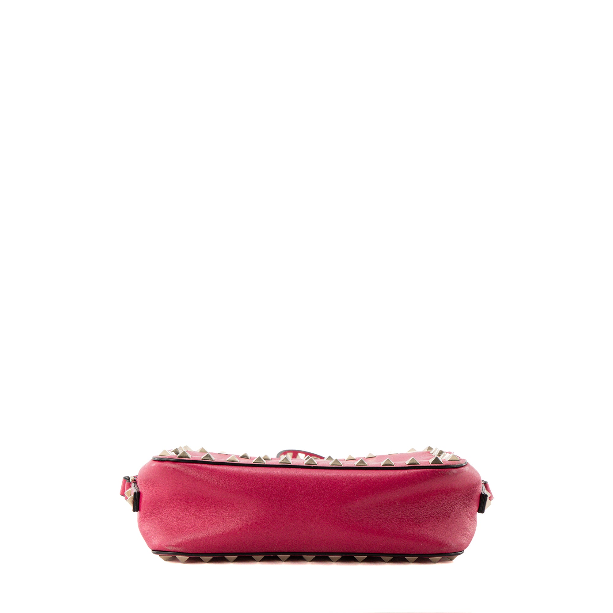 VALENTINO - Sac à bandoulière Rockstud Small Valentino en cuir lisse rose fuchsia