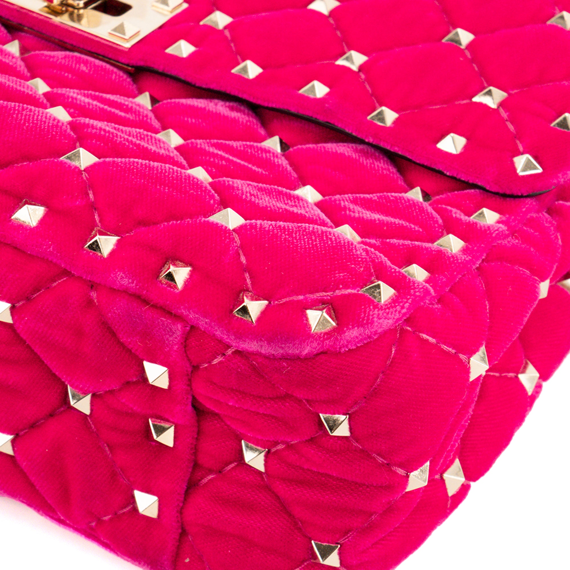 VALENTINO - Sac à bandoulière Rockstud Spike Valentino en velours rose