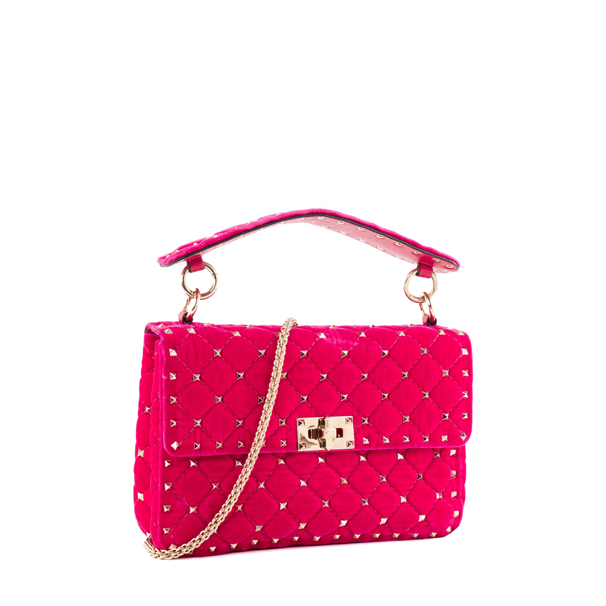 VALENTINO - Sac à bandoulière Rockstud Spike Valentino en velours rose