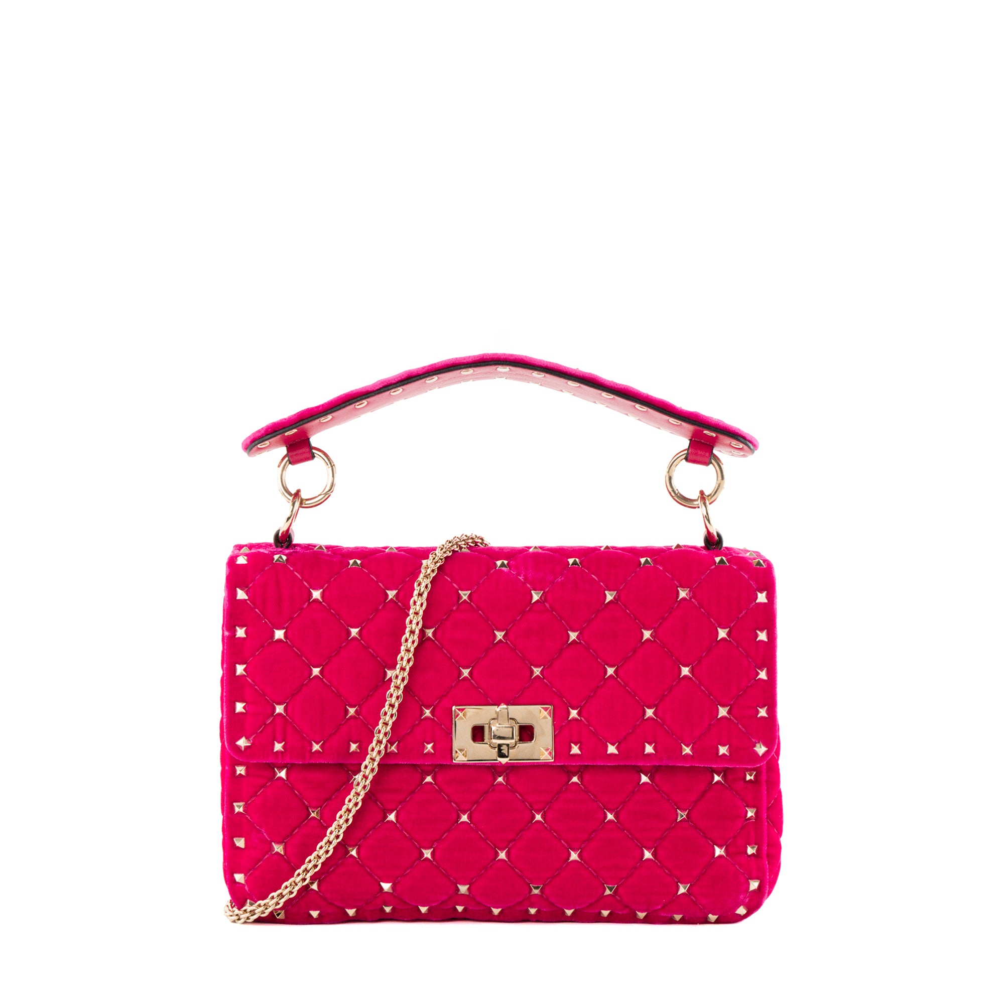 VALENTINO - Sac à bandoulière Rockstud Spike Valentino en velours rose
