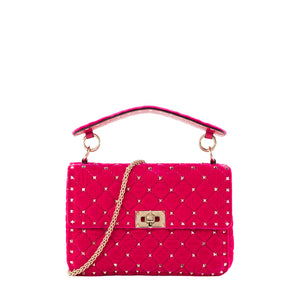 VALENTINO - Sac à bandoulière Rockstud Spike Valentino en velours rose