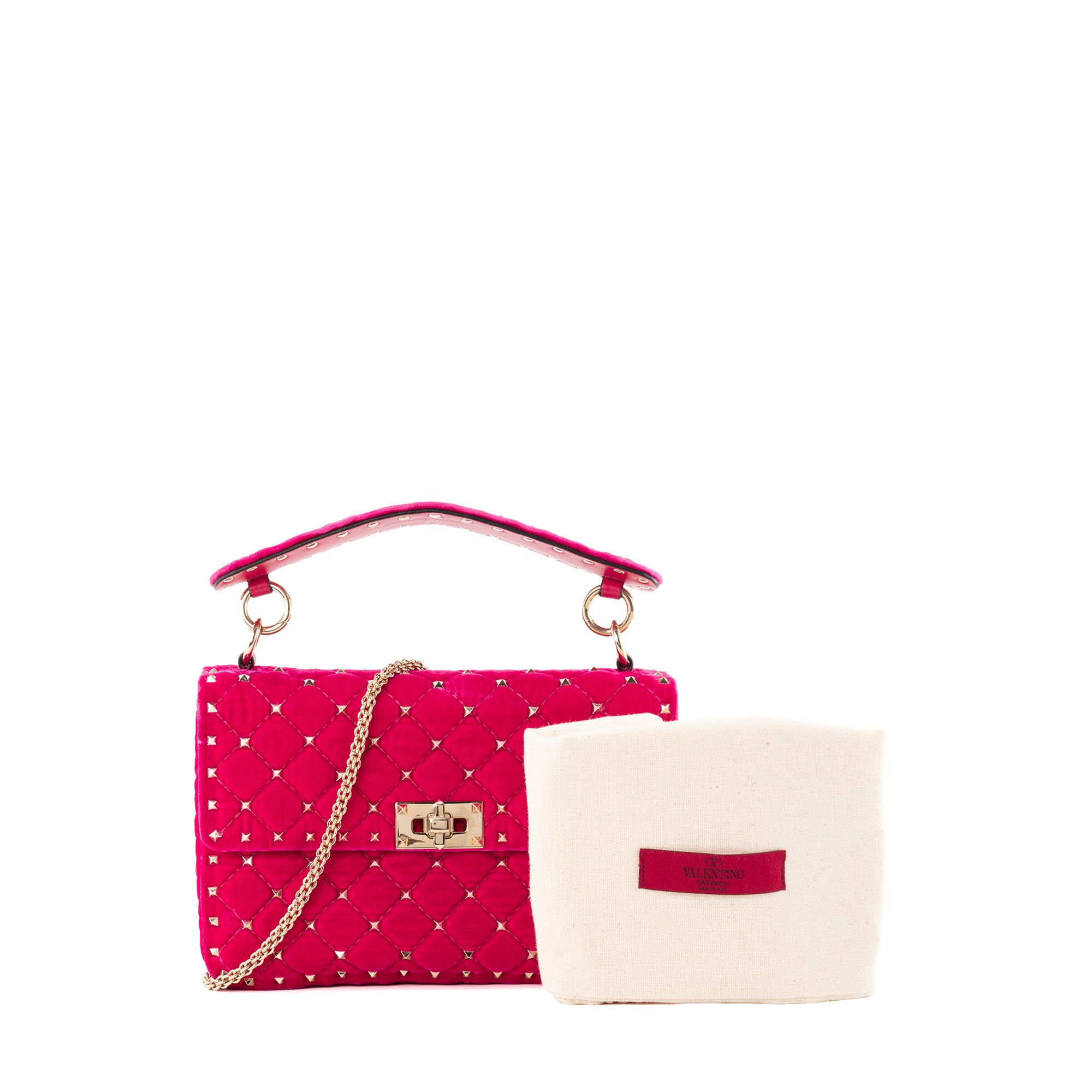 VALENTINO - Sac à bandoulière Rockstud Spike Valentino en velours rose