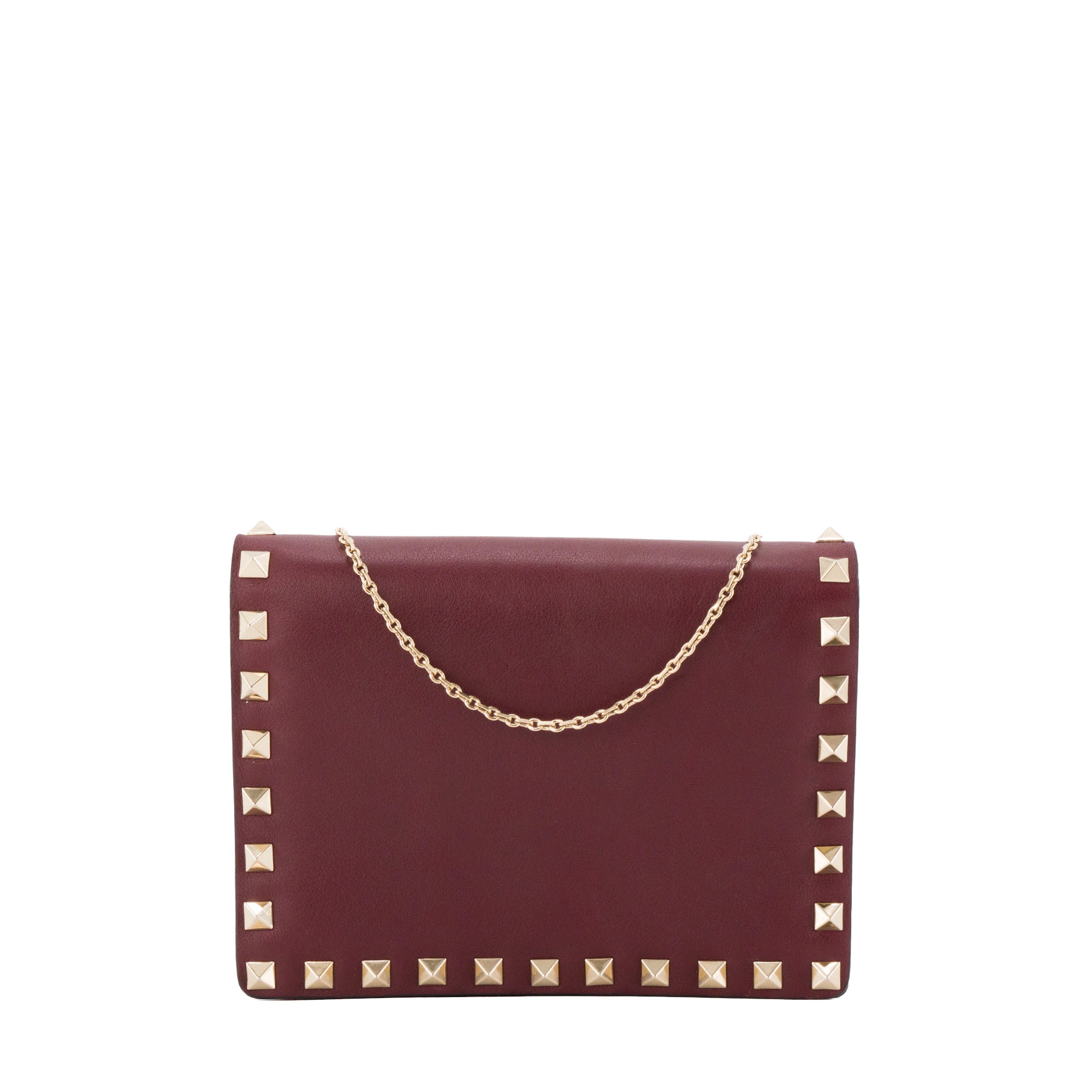 VALENTINO - Sac à bandoulière Rockstud Valentino en cuir lisse bordeaux