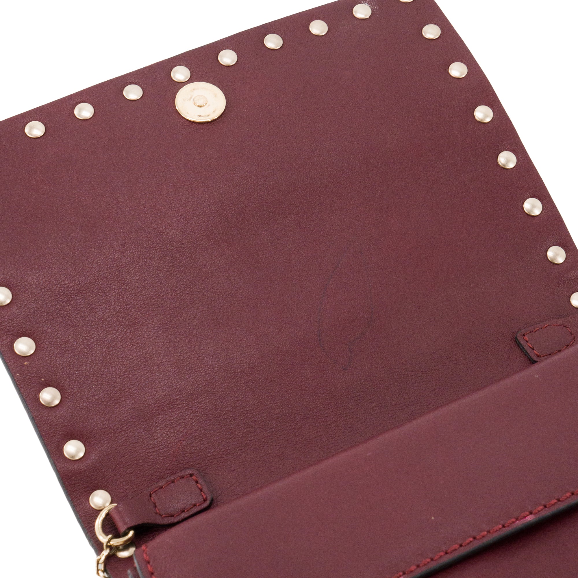 VALENTINO - Sac à bandoulière Rockstud Valentino en cuir lisse bordeaux