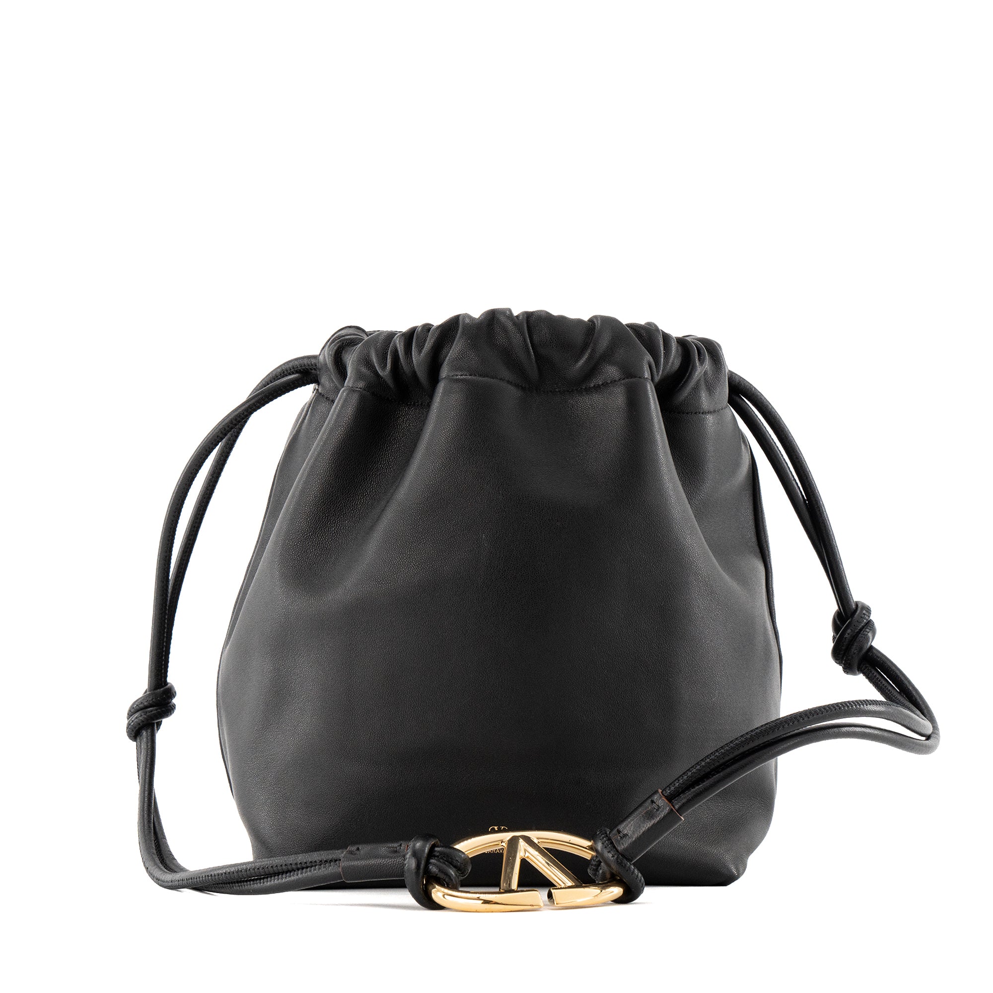 VALENTINO - Sac à bandoulière Seau Vlogo Valentino en cuir lisse noir