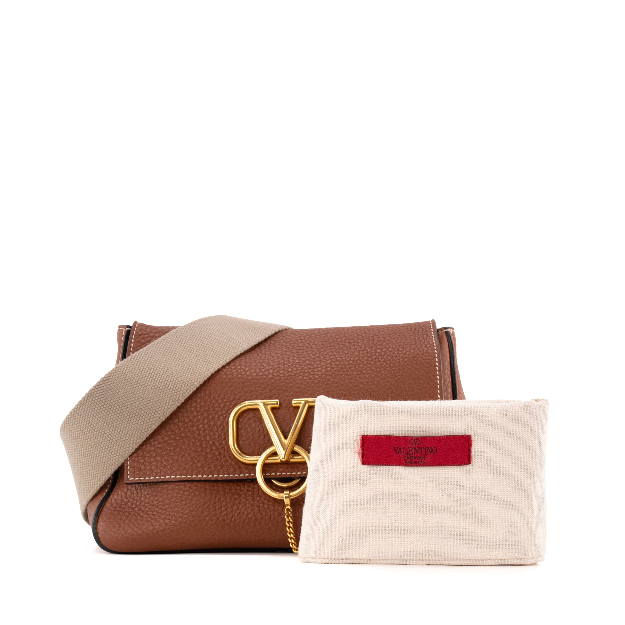 VALENTINO - Sac à bandoulière VSling Valentino en cuir grainé marron