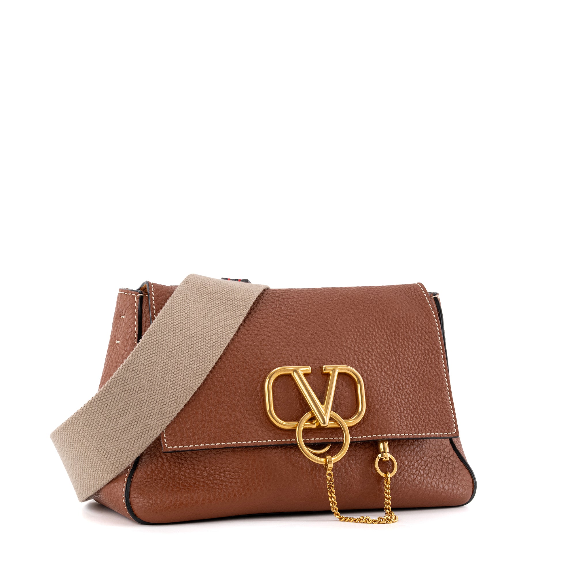 VALENTINO - Sac à bandoulière VSling Valentino en cuir grainé marron