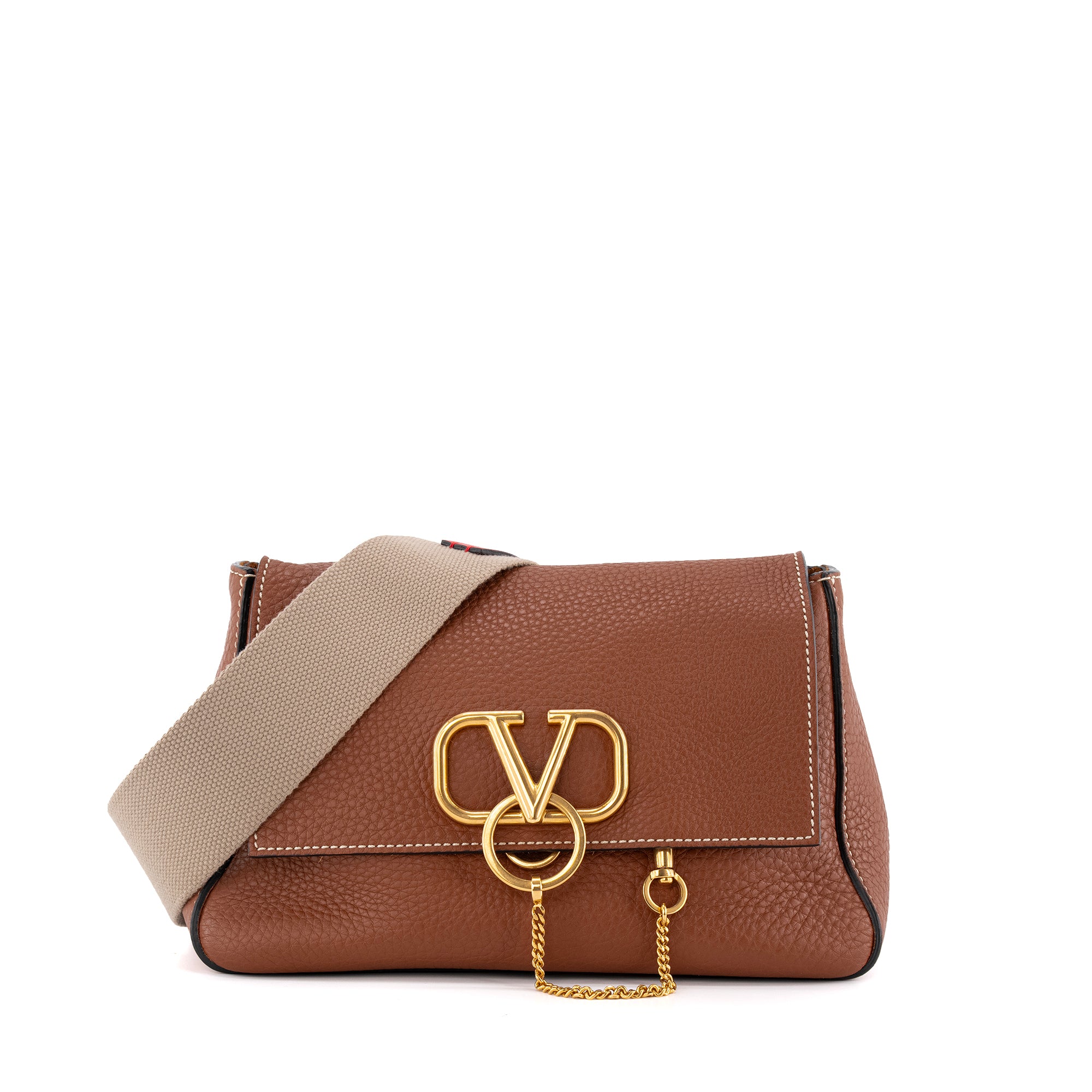 VALENTINO - Sac à bandoulière VSling Valentino en cuir grainé marron