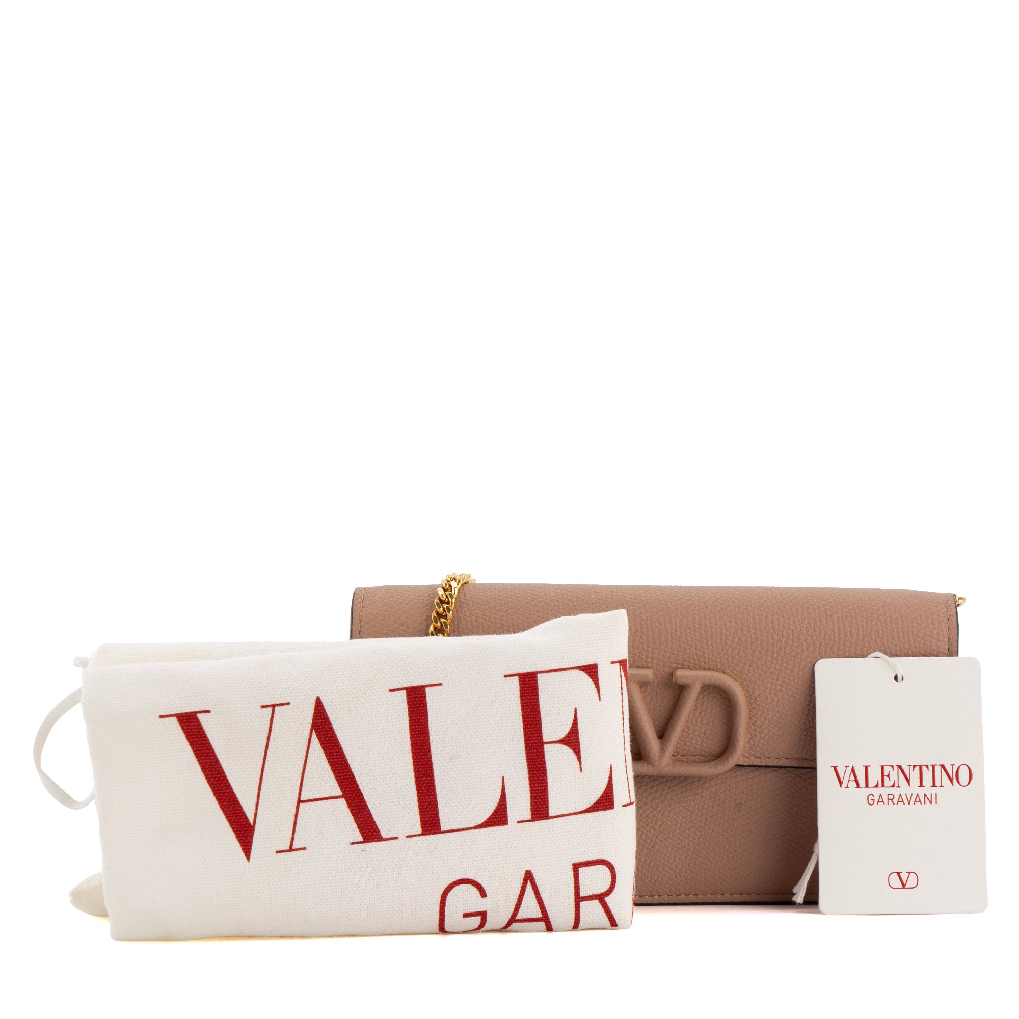 VALENTINO - Sac à bandoulière Wallet On Chain VLogo Signature Valentino en cuir grainé rose ancien