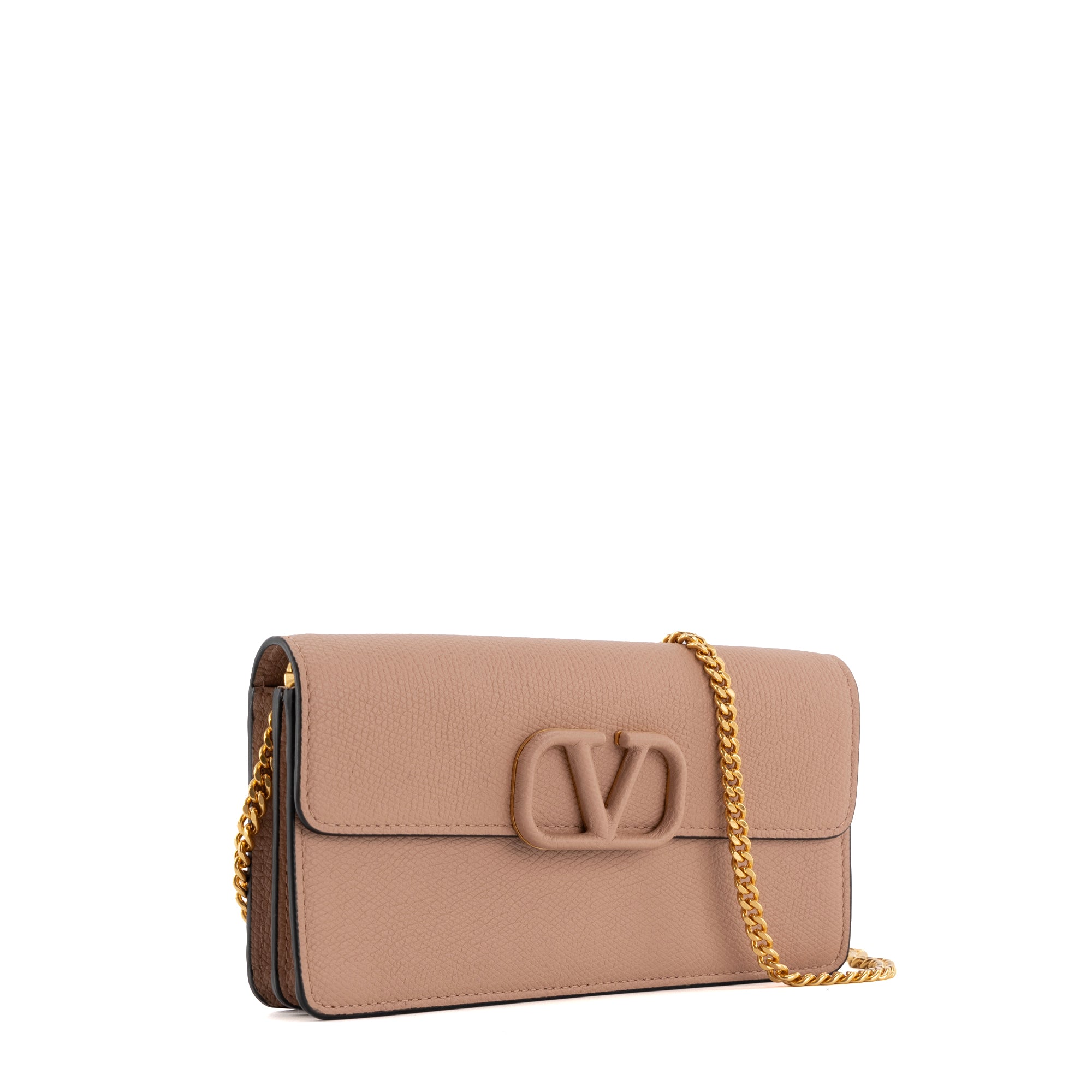 VALENTINO - Sac à bandoulière Wallet On Chain VLogo Signature Valentino en cuir grainé rose ancien