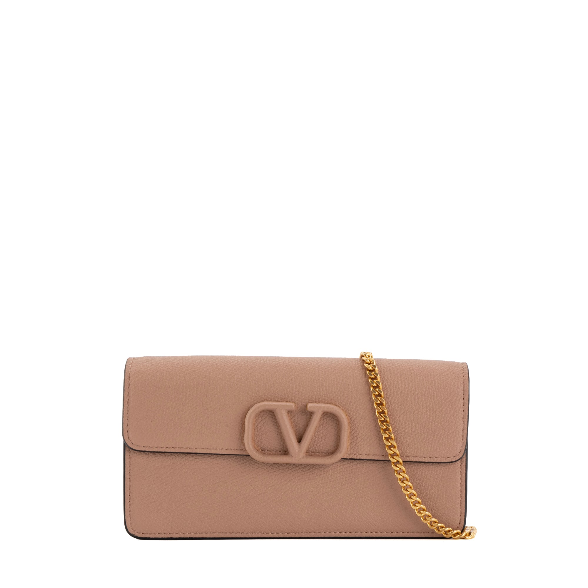 VALENTINO - Sac à bandoulière Wallet On Chain VLogo Signature Valentino en cuir grainé rose ancien