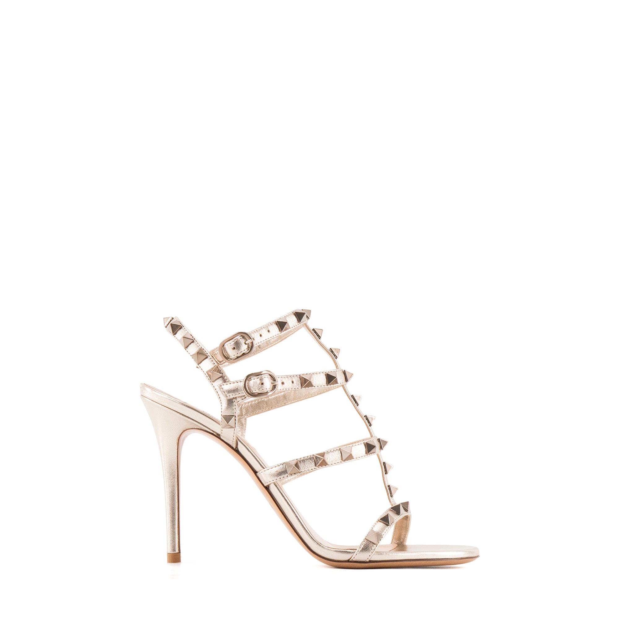 VALENTINO - Sandales à talons Rockstud Valentino en cuir et studs métal doré (T36,5)