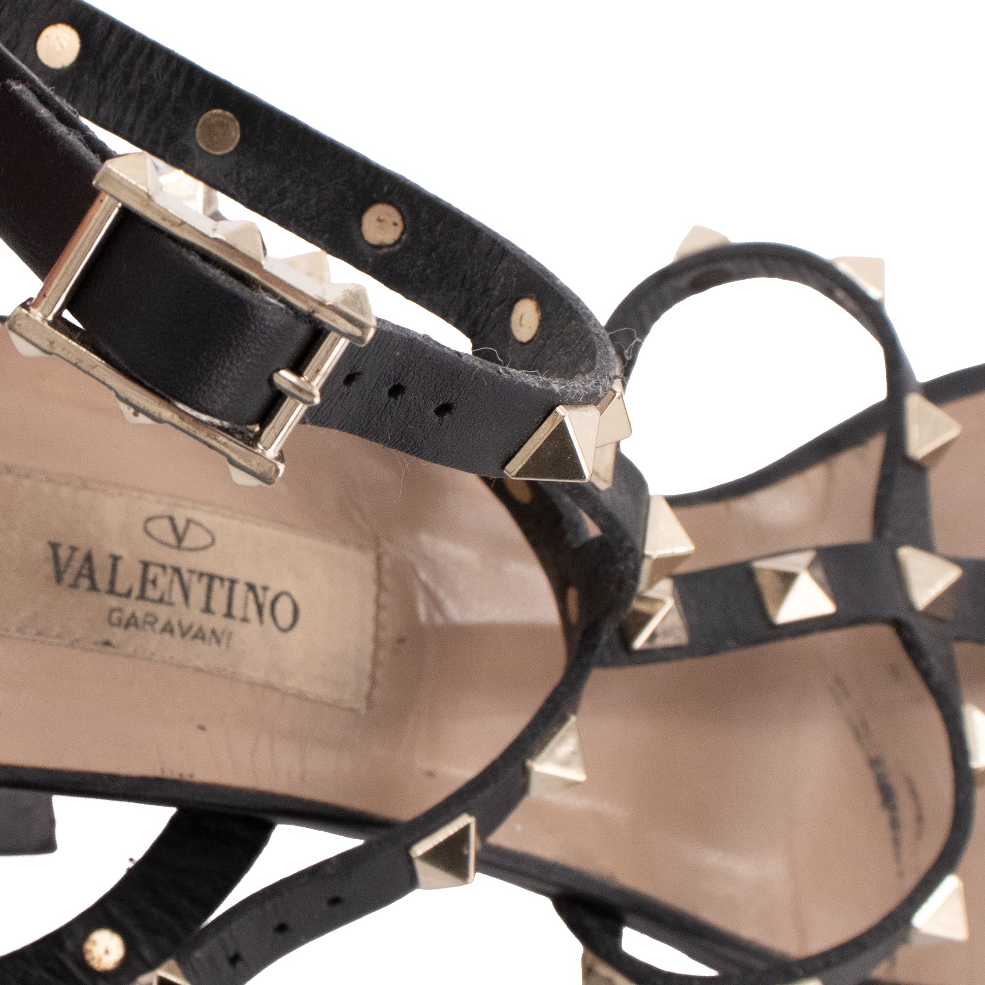 VALENTINO - Sandales à talons Rockstud Valentino en cuir noir ornées de clous (T39)