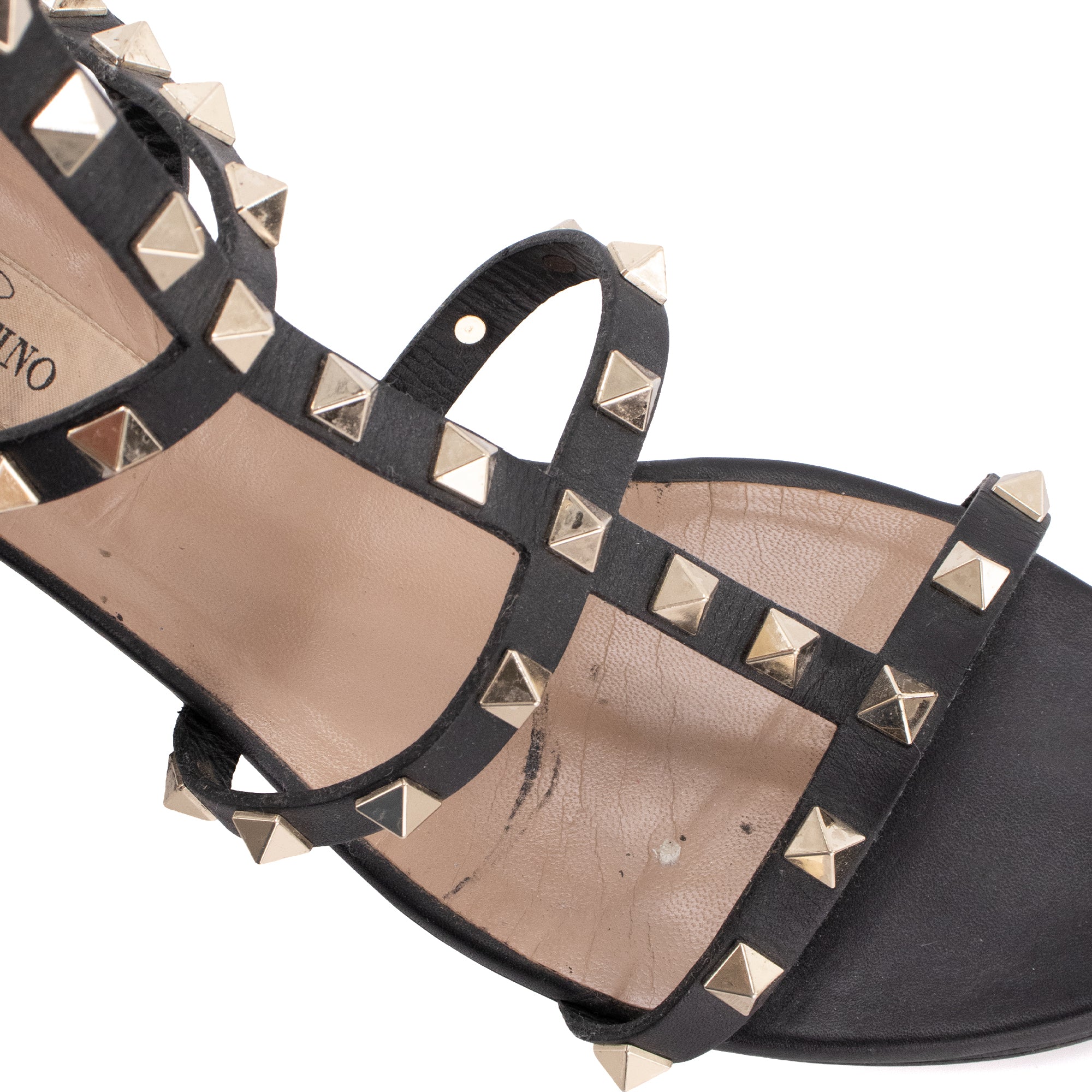 VALENTINO - Sandales à talons Rockstud Valentino en cuir noir ornées de clous (T39)