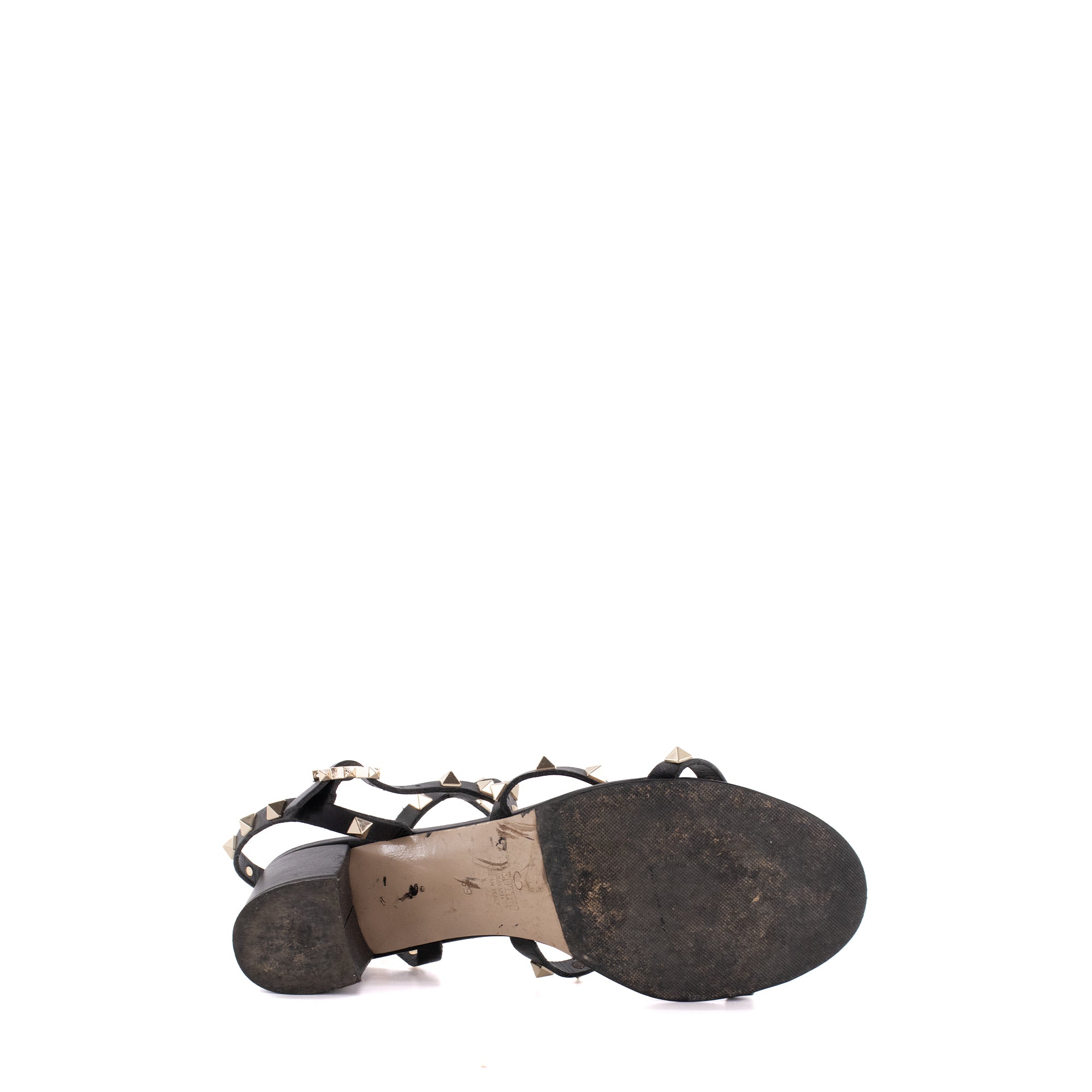 VALENTINO - Sandales à talons Rockstud Valentino en cuir noir ornées de clous (T39)