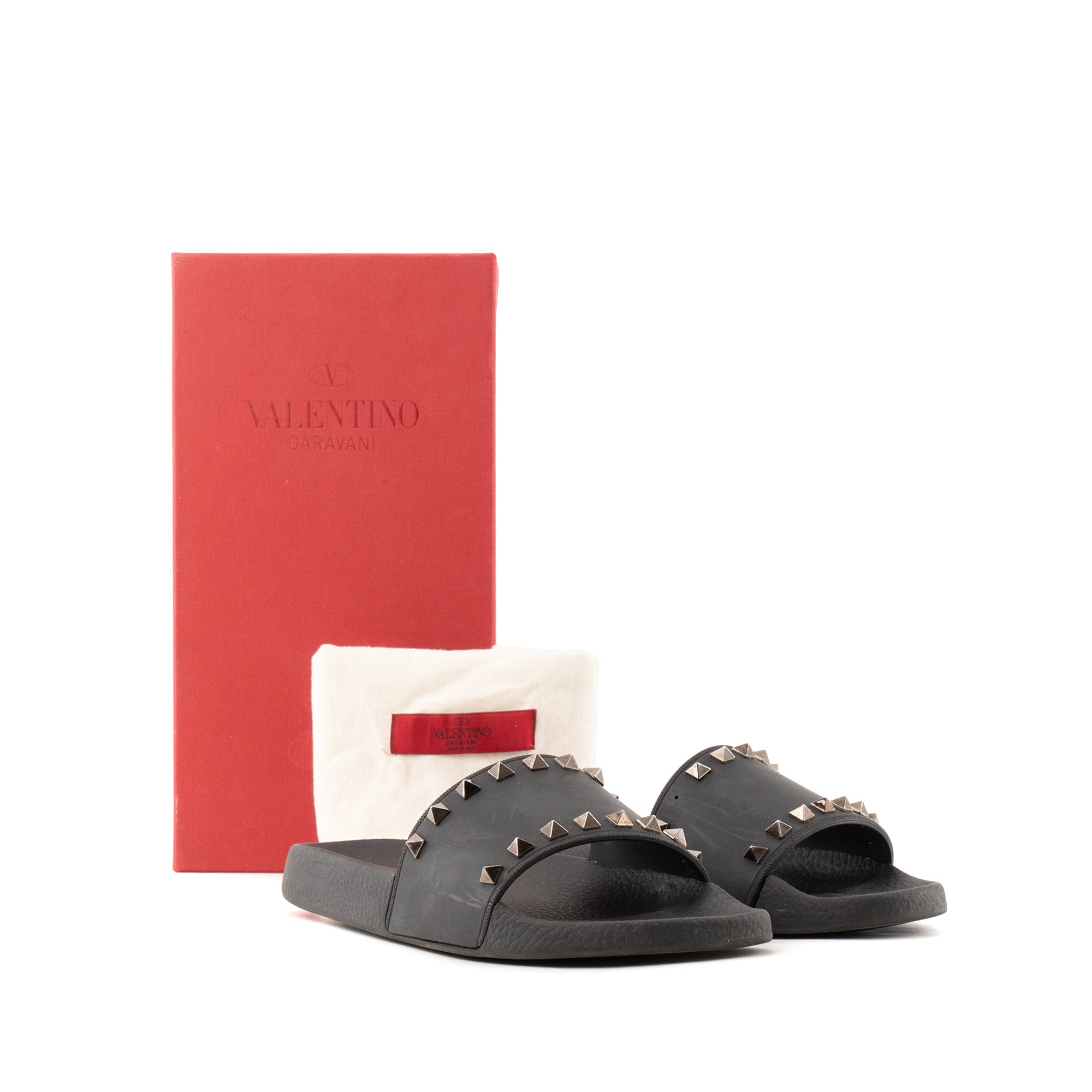 VALENTINO - Sandales Rockstud Valentino en caoutchouc et studs noir (T38)