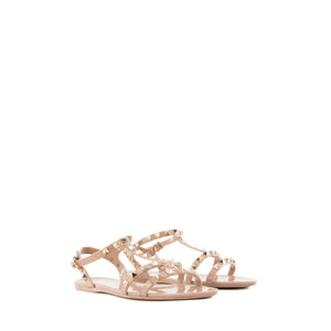 VALENTINO - Sandales Rockstud Valentino en cuir nude (T37)