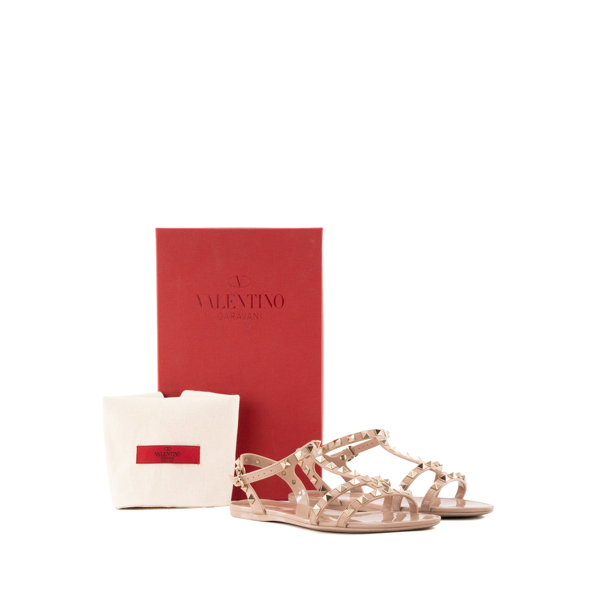 VALENTINO - Sandales Rockstud Valentino en cuir nude (T37)