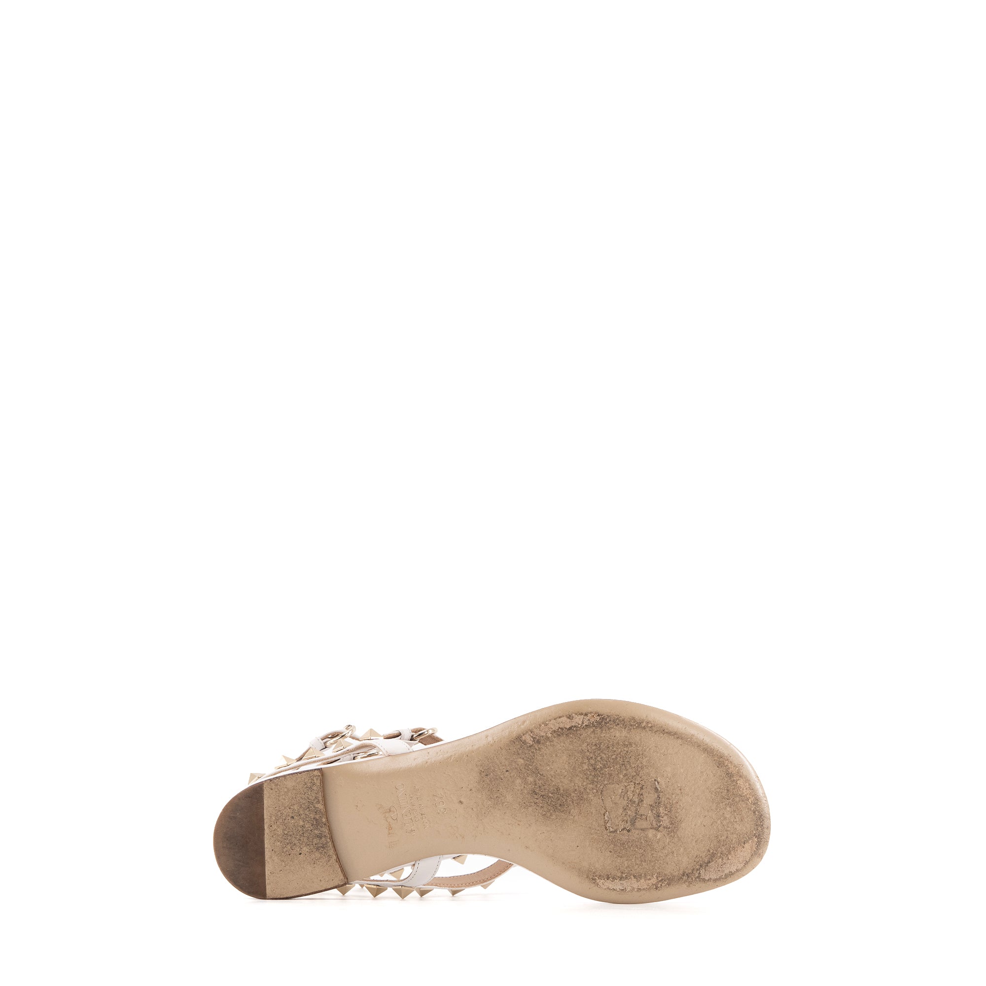 VALENTINO - Sandales Rockstud Valentino en cuir blanc (T36.5)