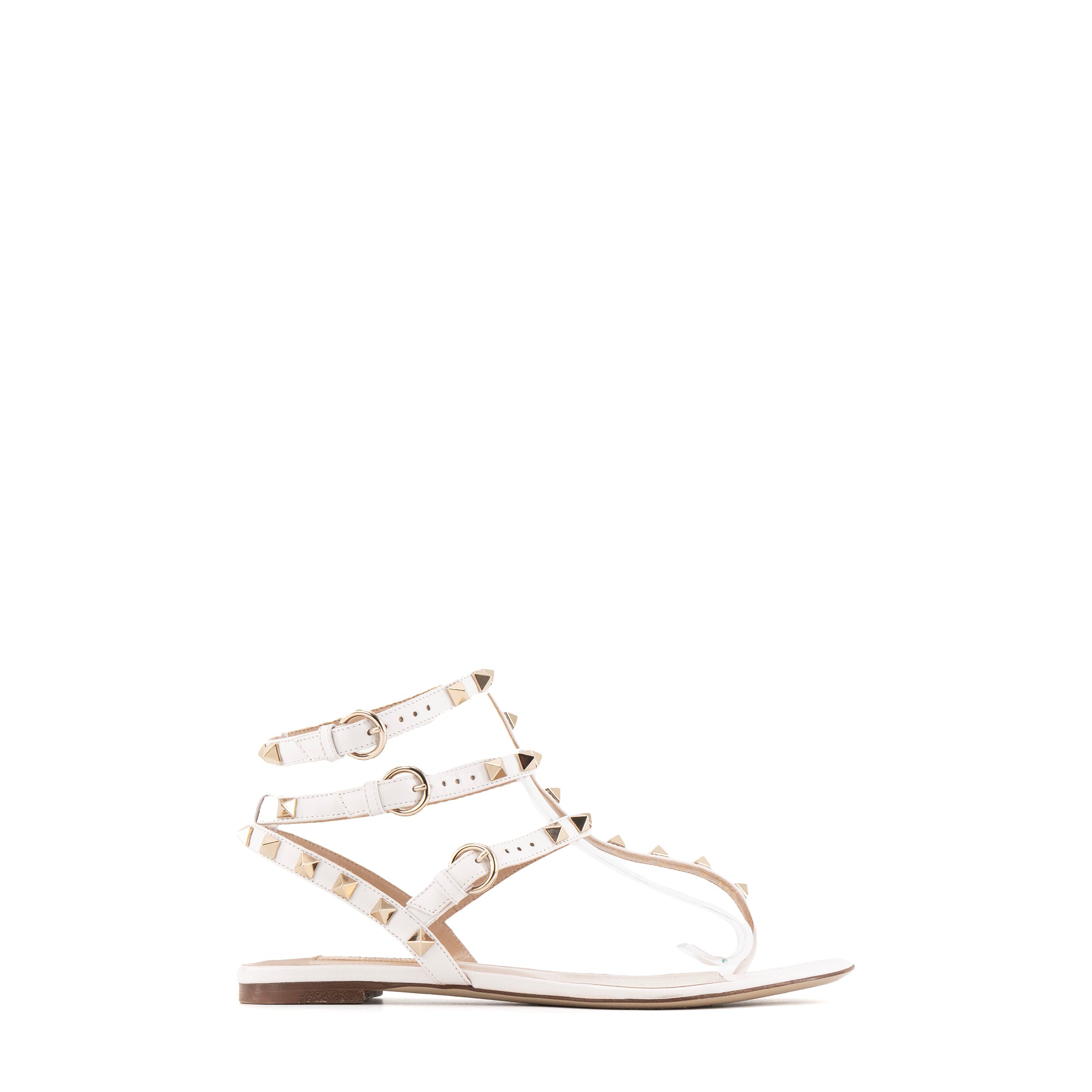 VALENTINO - Sandales Rockstud Valentino en cuir blanc (T36.5)