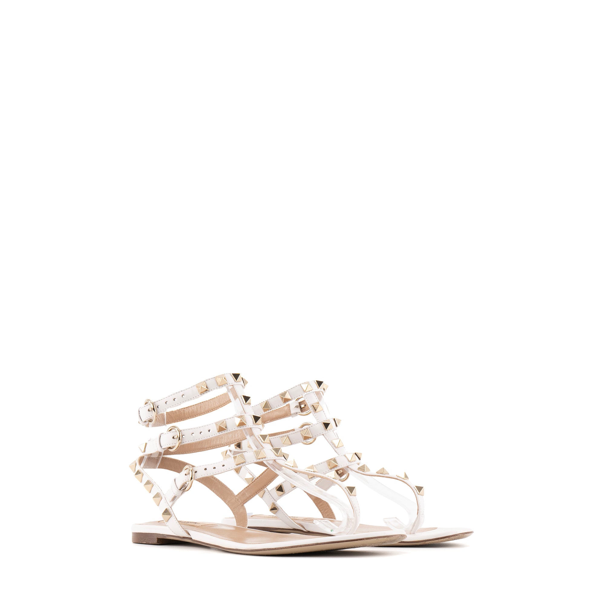 VALENTINO - Sandales Rockstud Valentino en cuir blanc (T36.5)