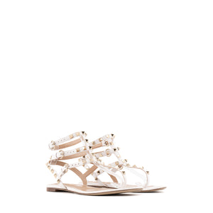VALENTINO - Sandales Rockstud Valentino en cuir blanc (T36.5)