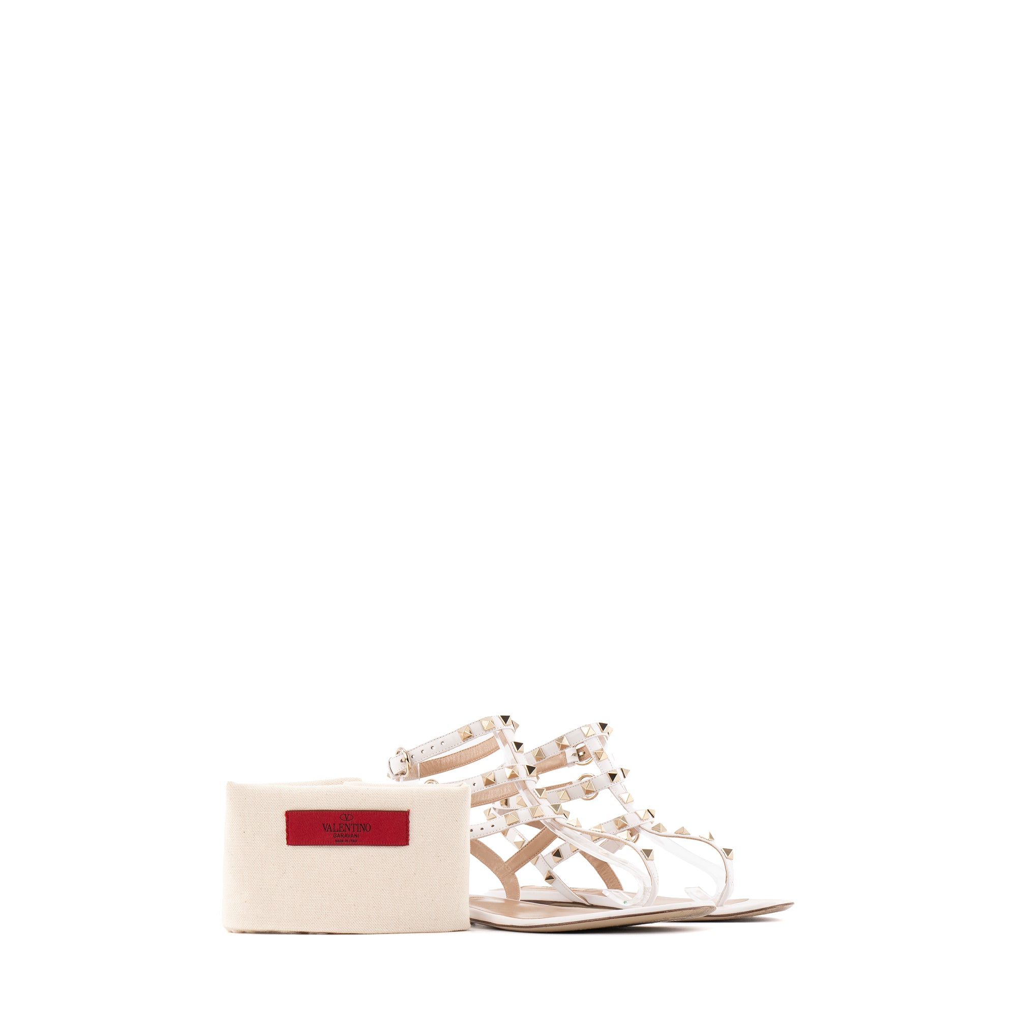 VALENTINO - Sandales Rockstud Valentino en cuir blanc (T36.5)