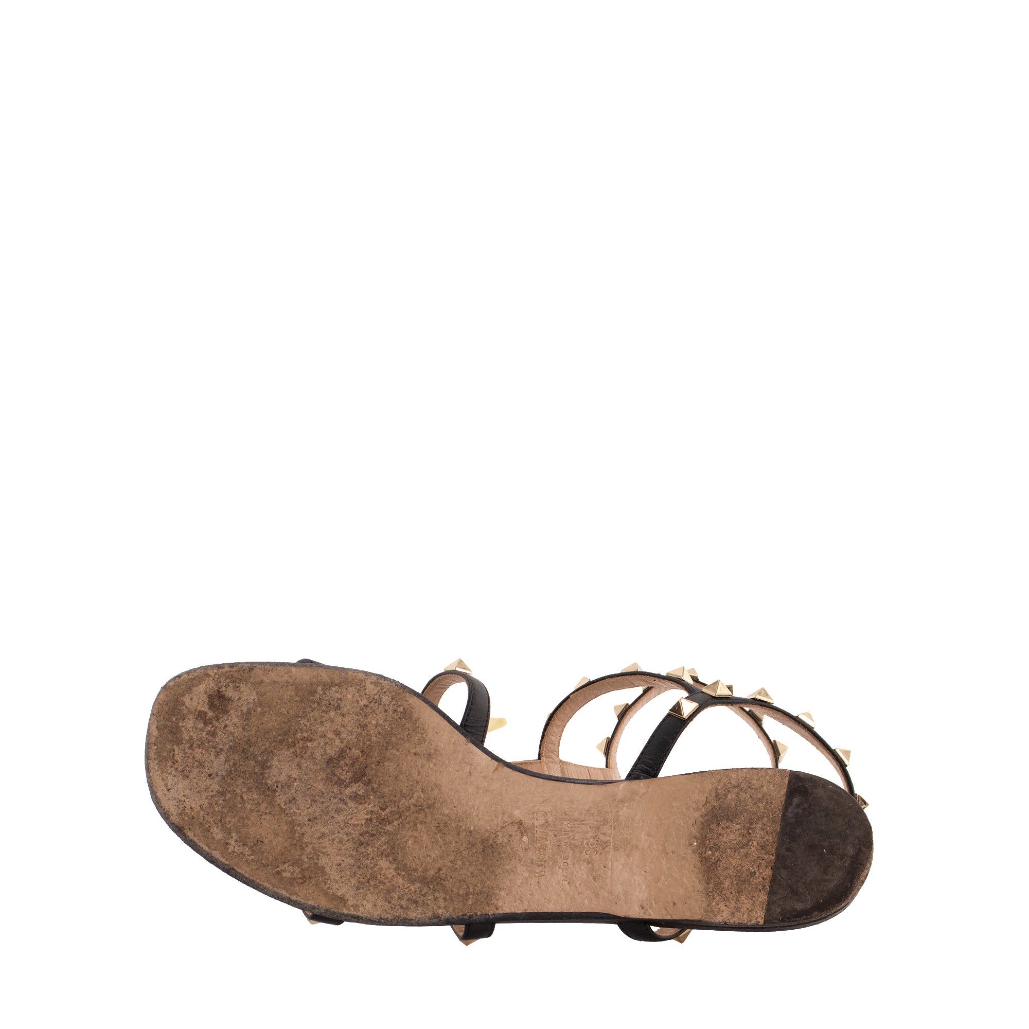 VALENTINO - Sandales Rockstud Valentino en cuir noir (T38)