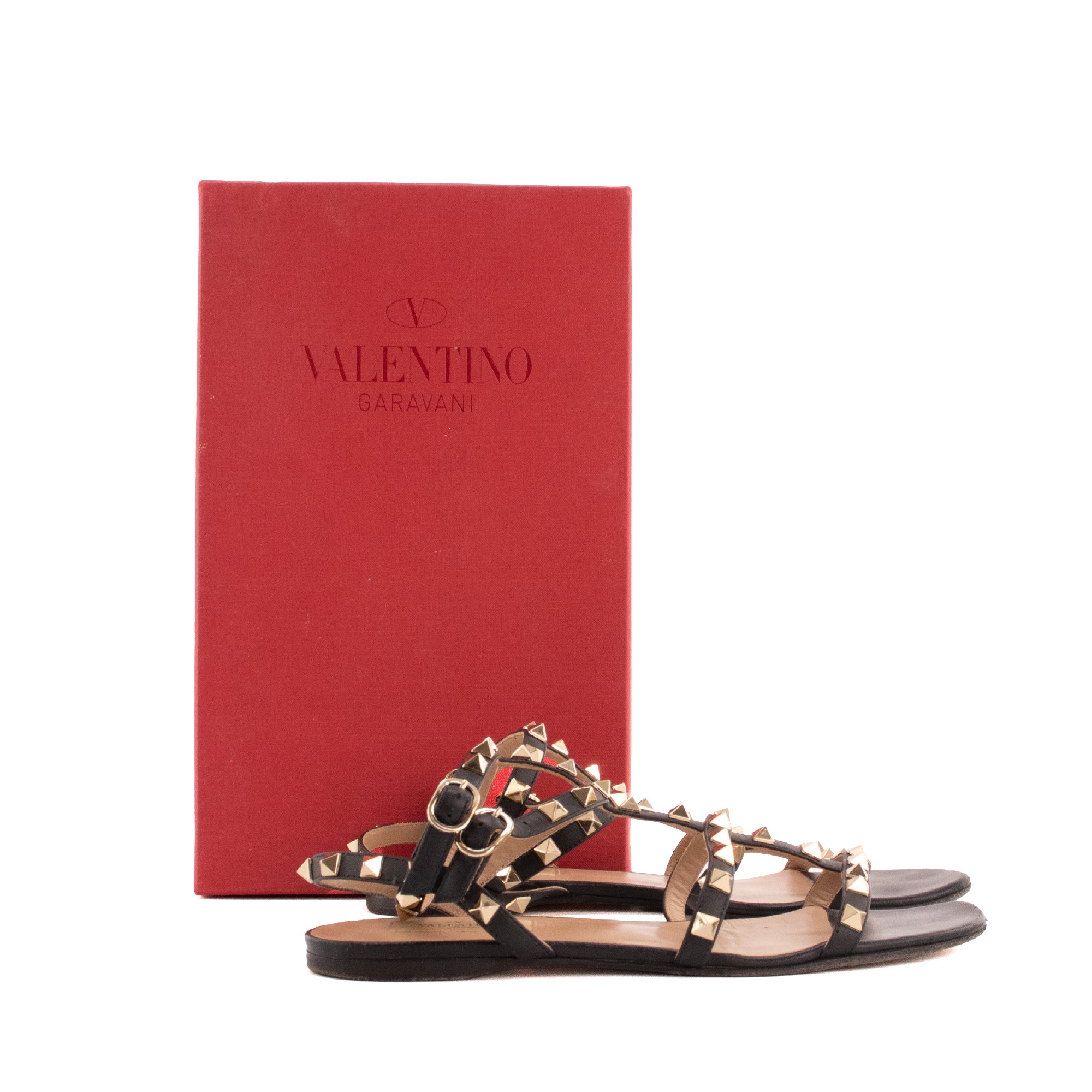VALENTINO - Sandales Rockstud Valentino en cuir noir (T38)