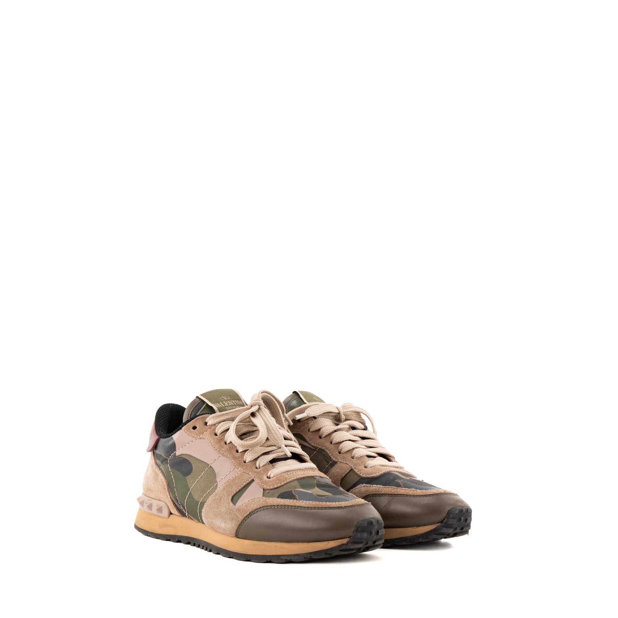 VALENTINO - Sneakers Rockrunner Valentino en toile kaki et daim marron (T36)