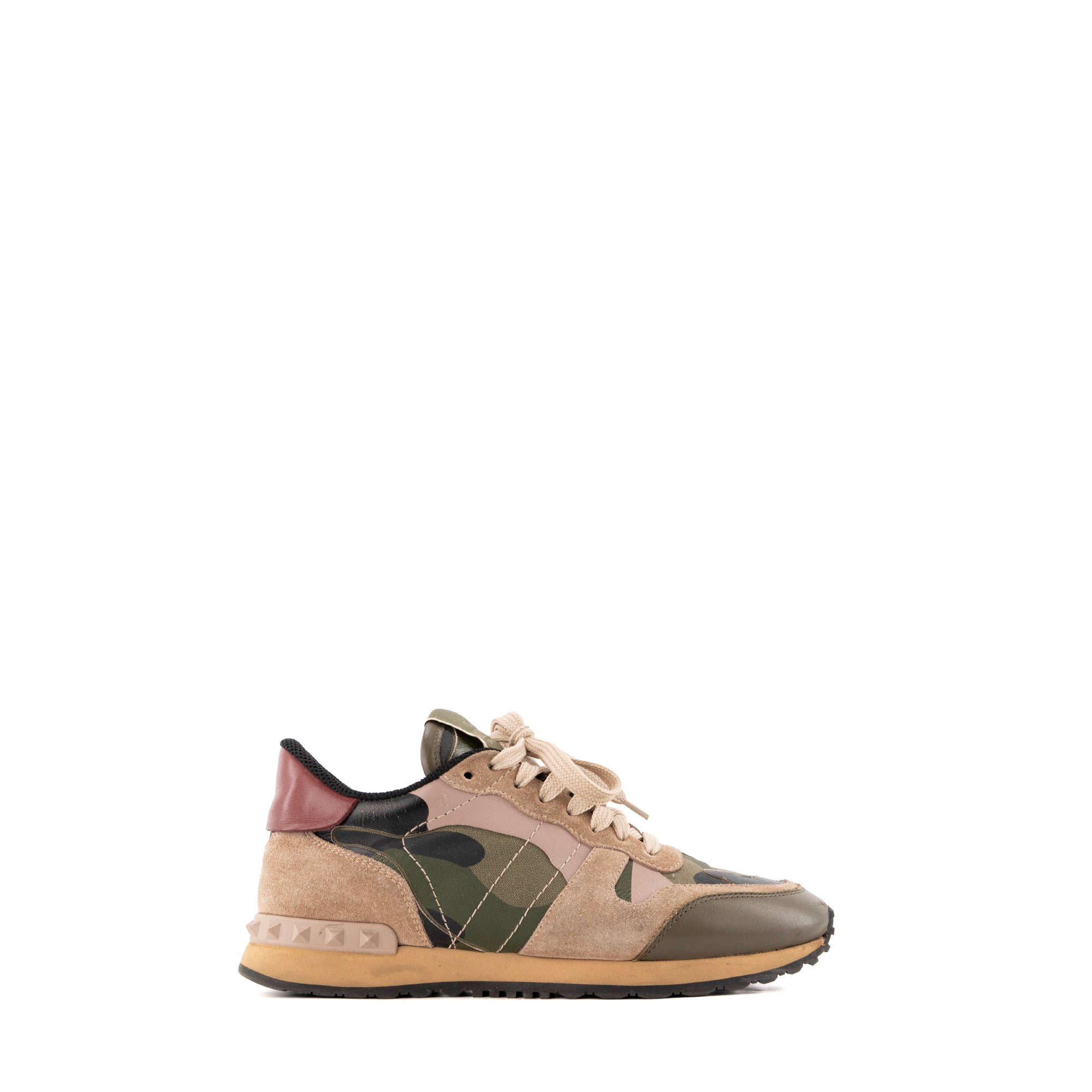 VALENTINO - Sneakers Rockrunner Valentino en toile kaki et daim marron (T36)