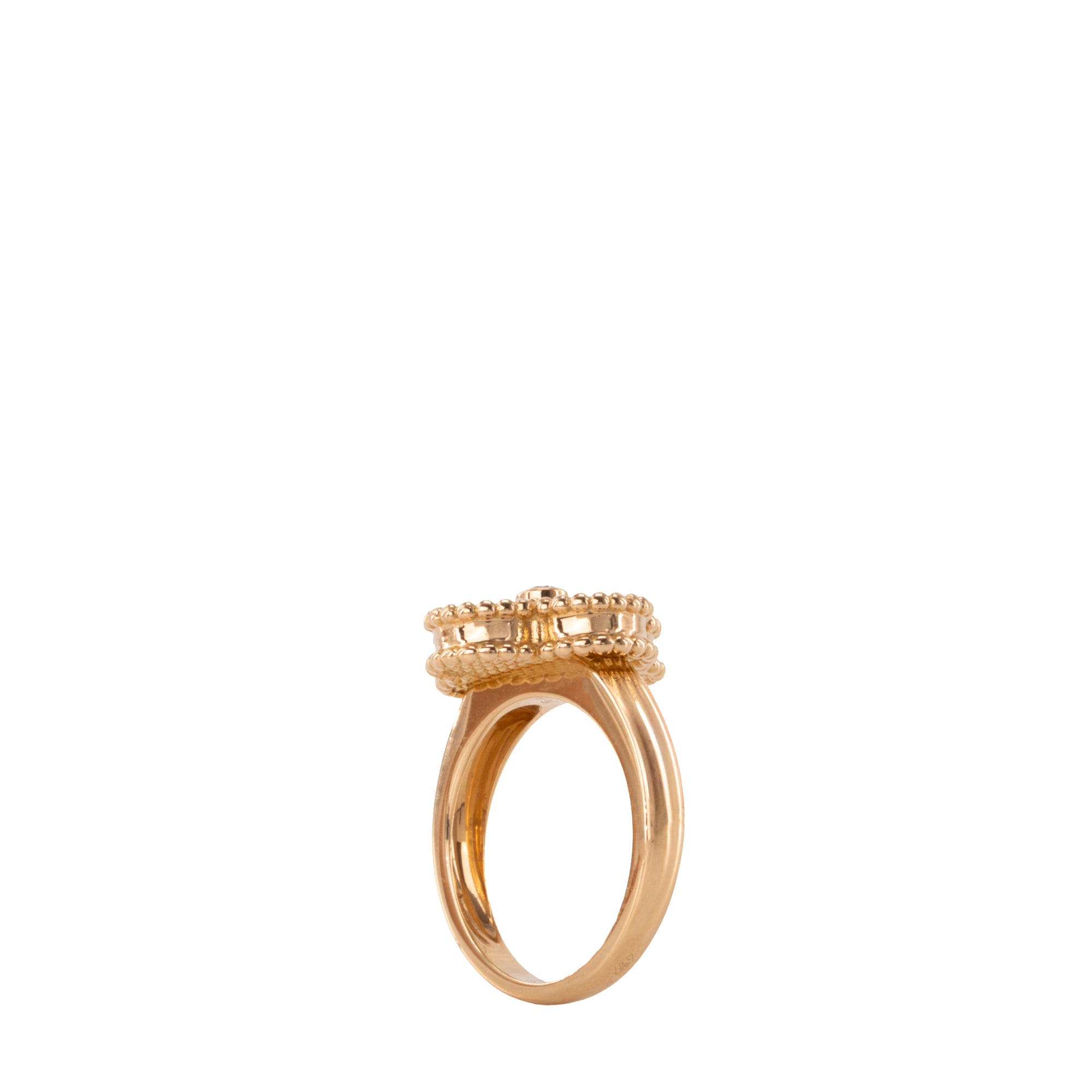 VAN CLEEF & ARPELS - Bague Vintage Alhambra Van Cleef & Arpels en or, diamant et nacre (T48)