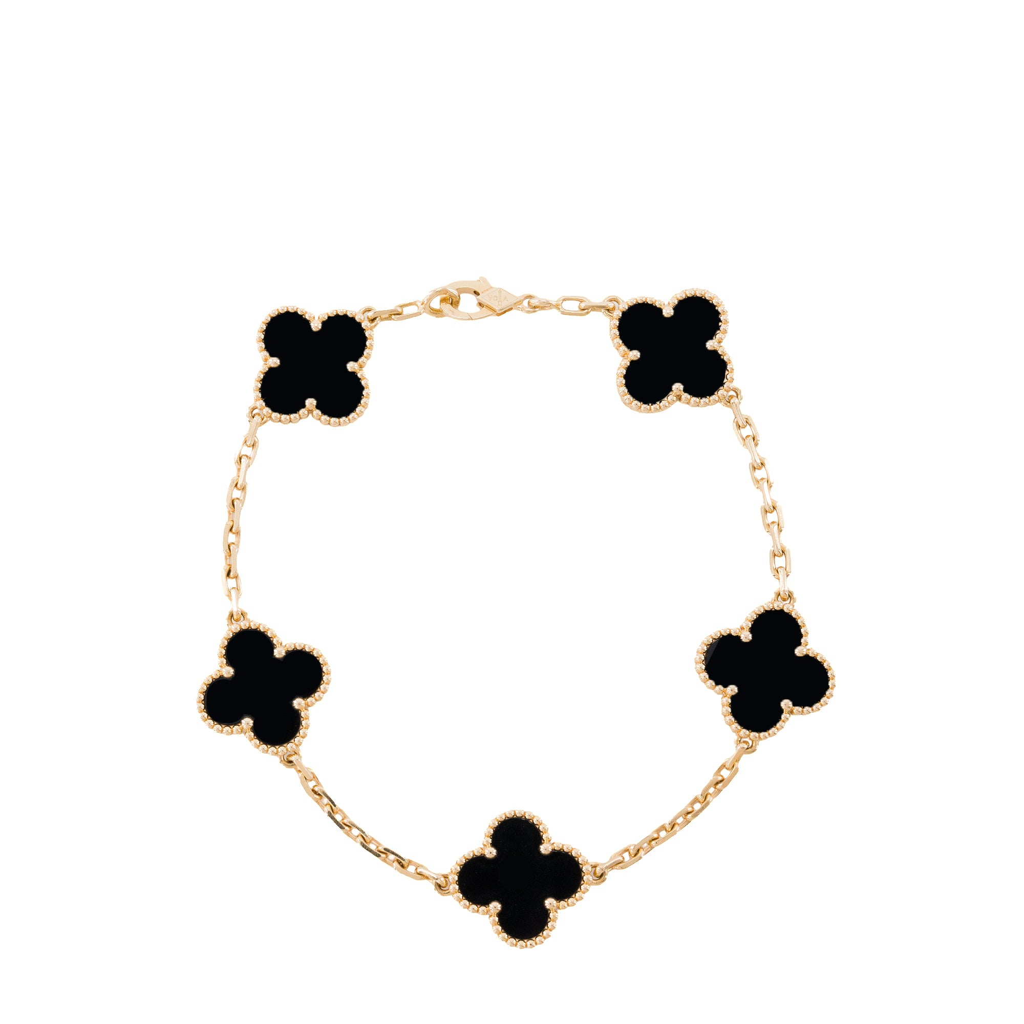 VAN CLEEF & ARPELS - Bracelet Vintage Alhambra Van Cleef & Arpels 5 motifs en or jaune et onyx
