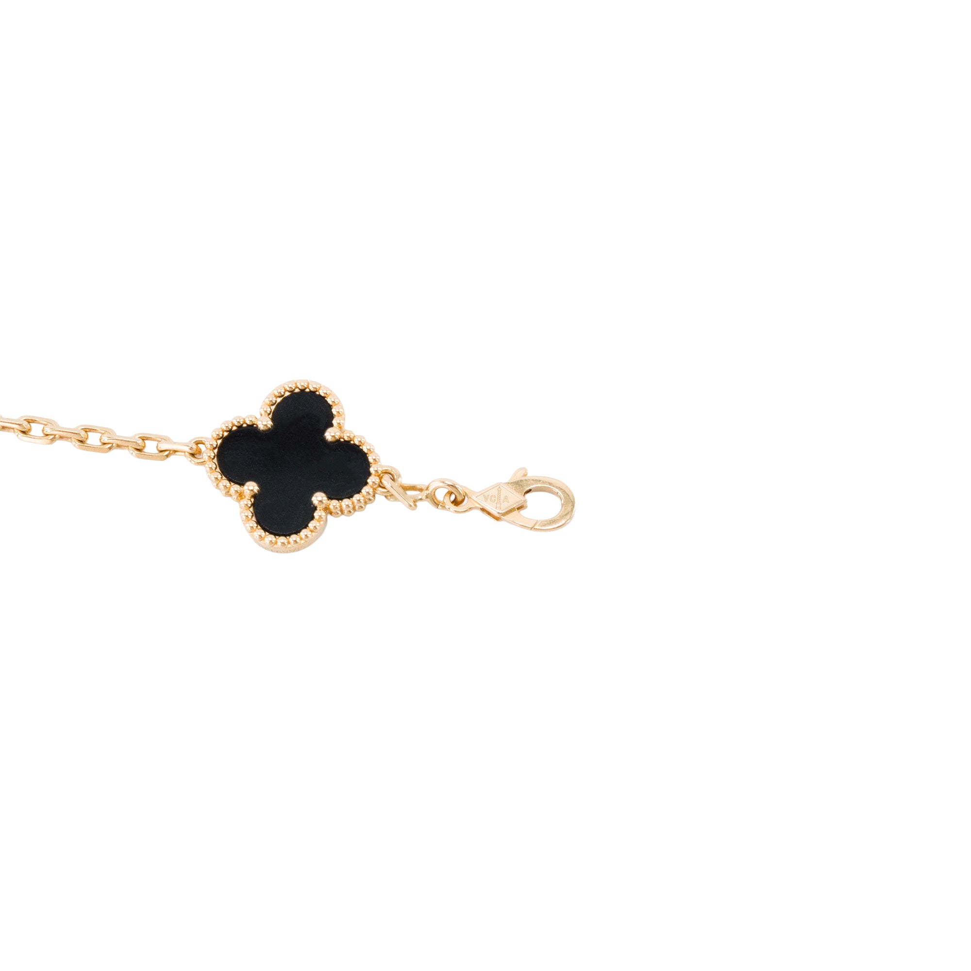 VAN CLEEF & ARPELS - Bracelet Vintage Alhambra Van Cleef & Arpels 5 motifs en or jaune et onyx