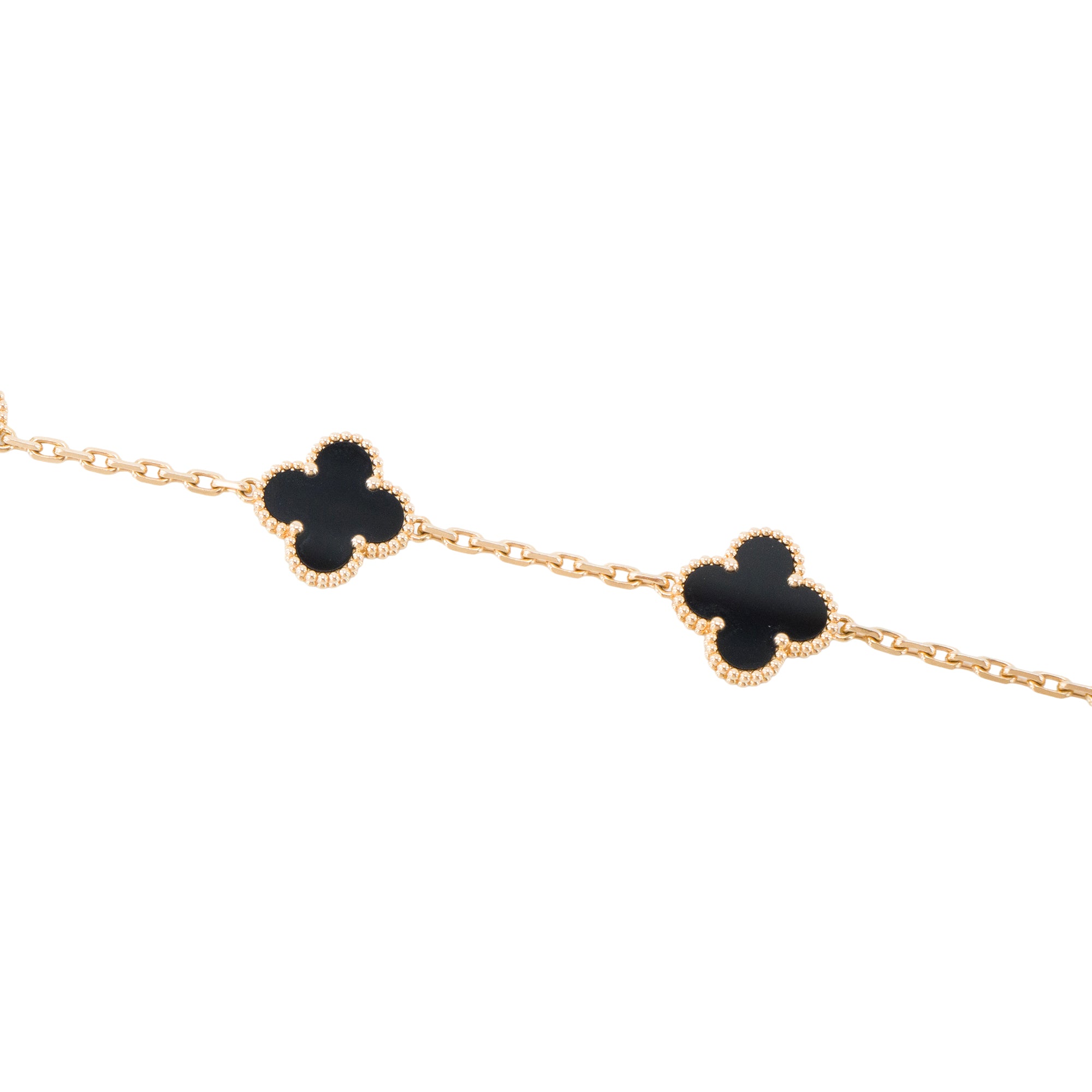 VAN CLEEF & ARPELS - Bracelet Vintage Alhambra Van Cleef & Arpels 5 motifs en or jaune et onyx