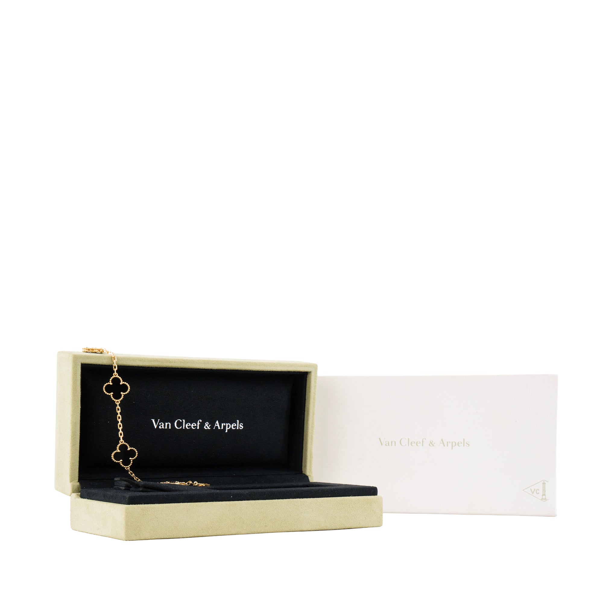 VAN CLEEF & ARPELS - Bracelet Vintage Alhambra Van Cleef & Arpels 5 motifs en or jaune et onyx