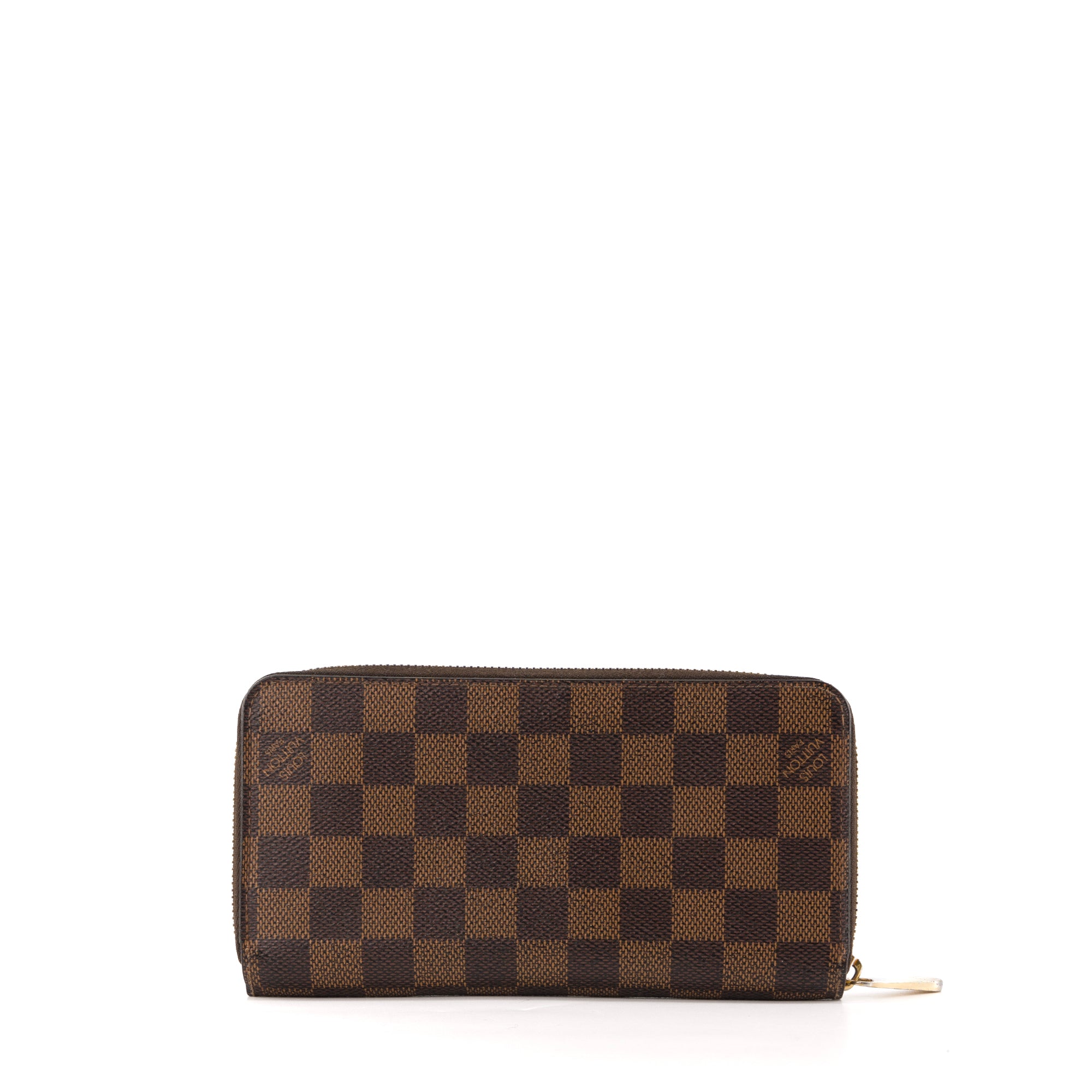 LOUIS VUITTON - Portefeuille Zippy Louis Vuitton en toile enduite damier ébène