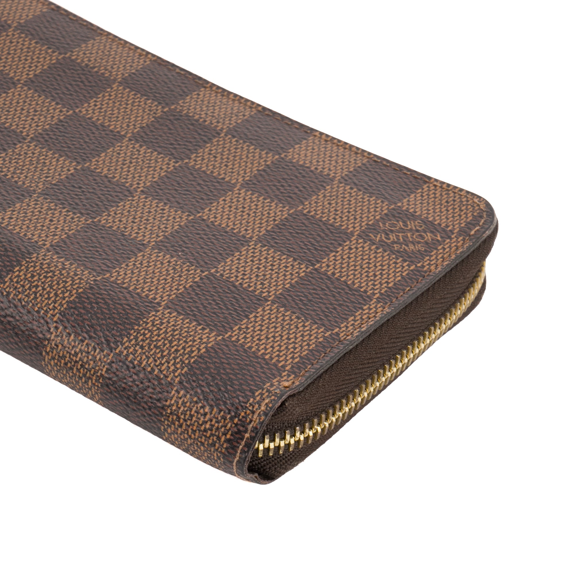 LOUIS VUITTON - Portefeuille Zippy Louis Vuitton en toile enduite damier ébène