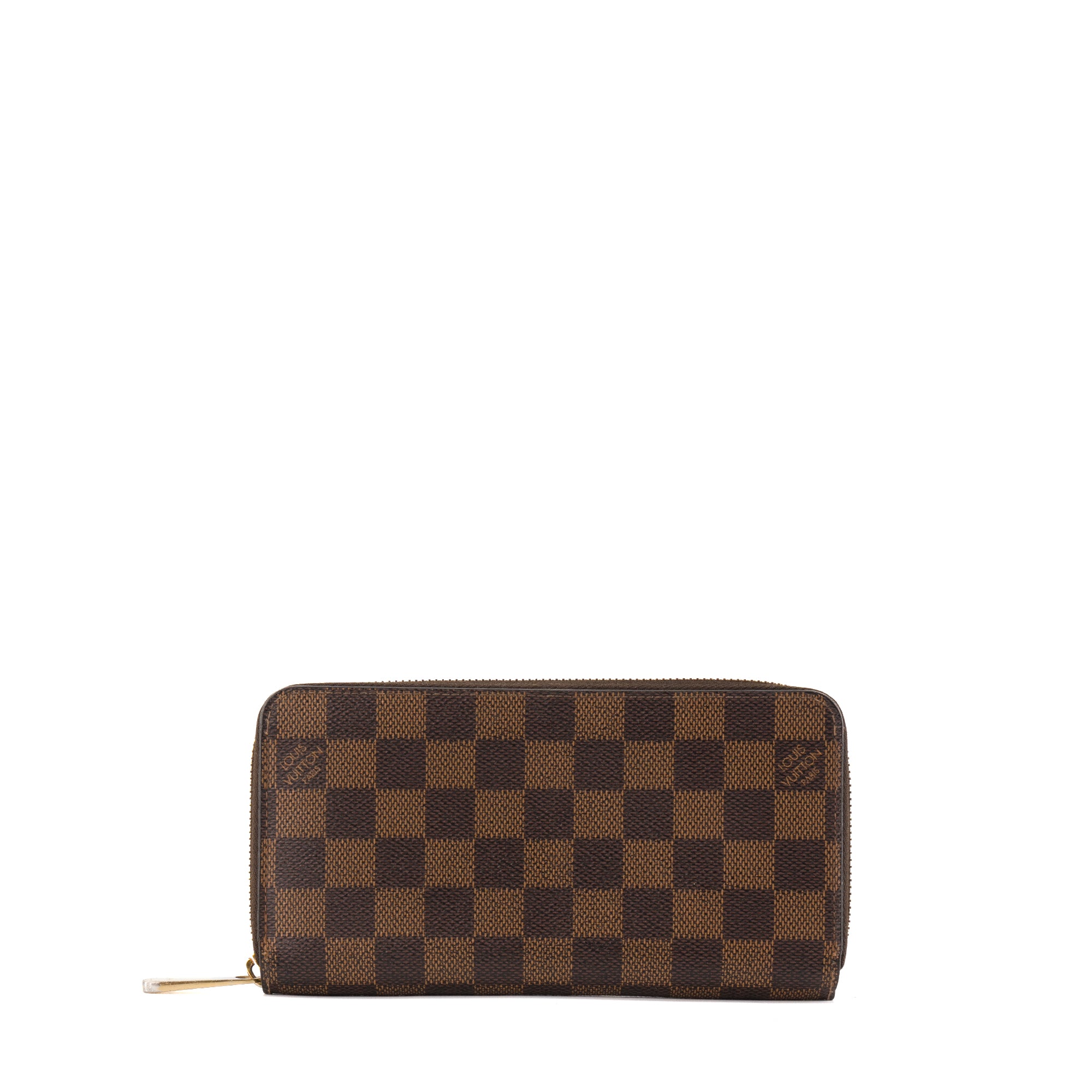 LOUIS VUITTON - Portefeuille Zippy Louis Vuitton en toile enduite damier ébène