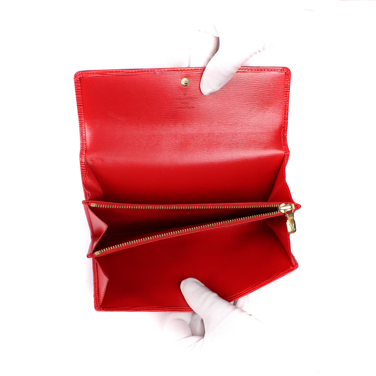 LOUIS VUITTON - Portefeuille Sarah en cuir épi rouge