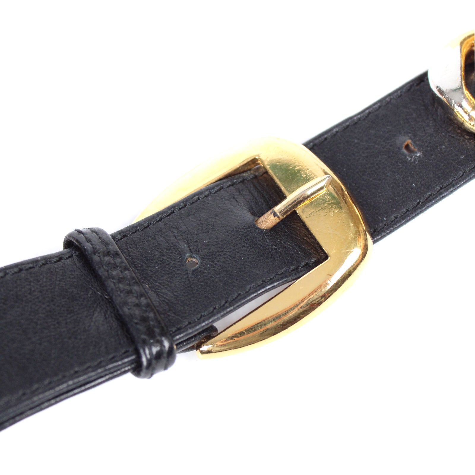 CHANEL - Ceinture chaîne et cuir (T85)