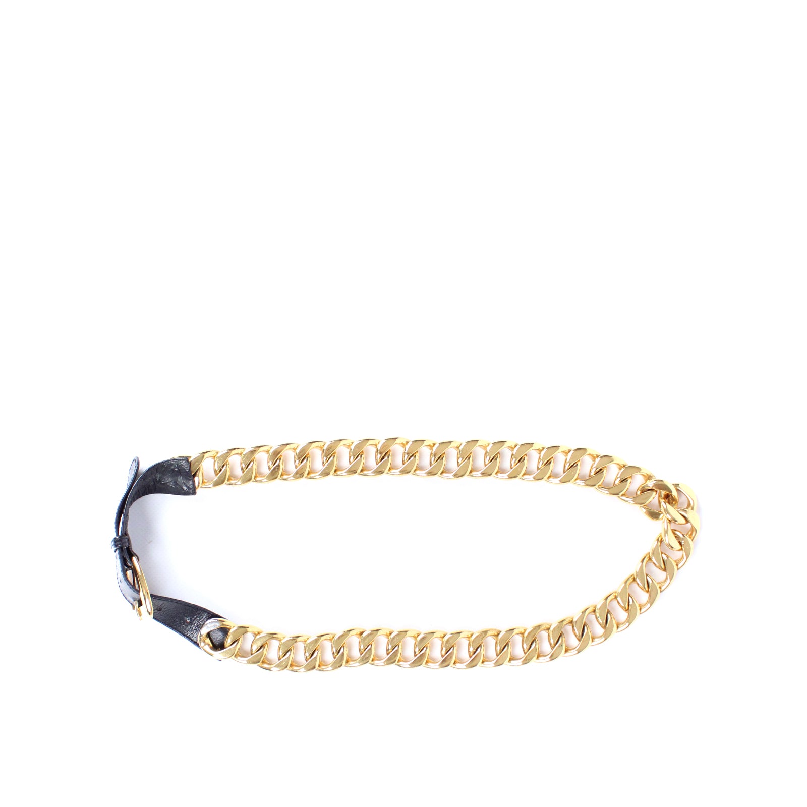 CHANEL - Ceinture chaîne et cuir (T85)