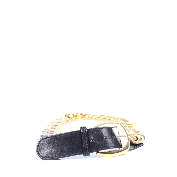CHANEL - Ceinture chaîne et cuir (T85)