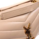 SAINT LAURENT - Loulou small en cuir matelassé beige
