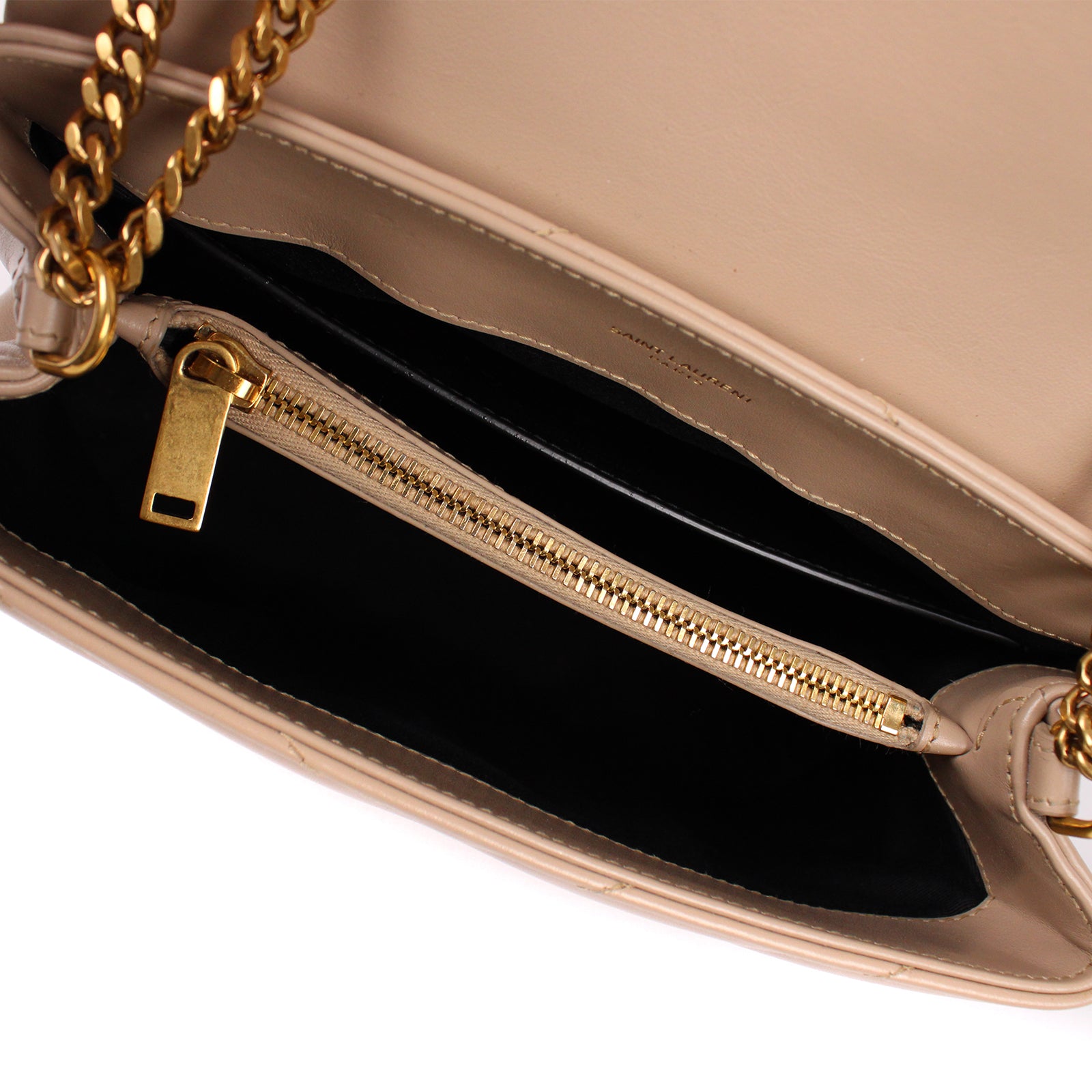 SAINT LAURENT - Loulou small en cuir matelassé beige