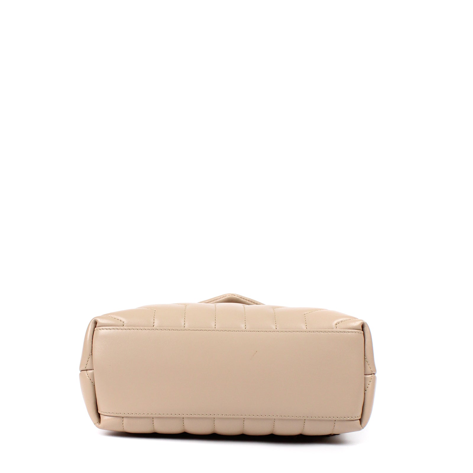 SAINT LAURENT - Loulou small en cuir matelassé beige
