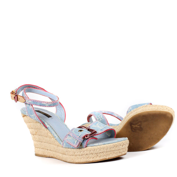 LOUIS VUITTON - Sandales compensées denim (T39)